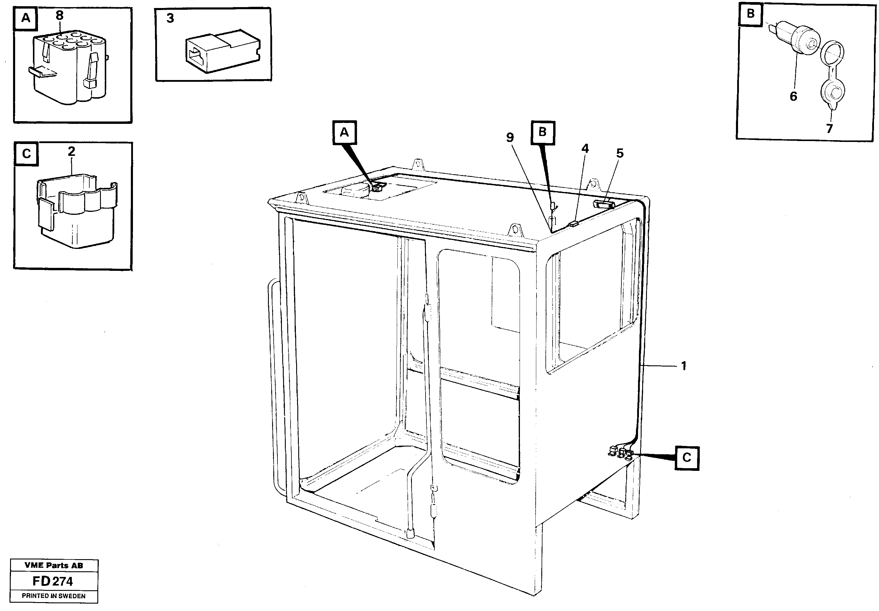 Cable harnesses, cab — volvo parts diagram