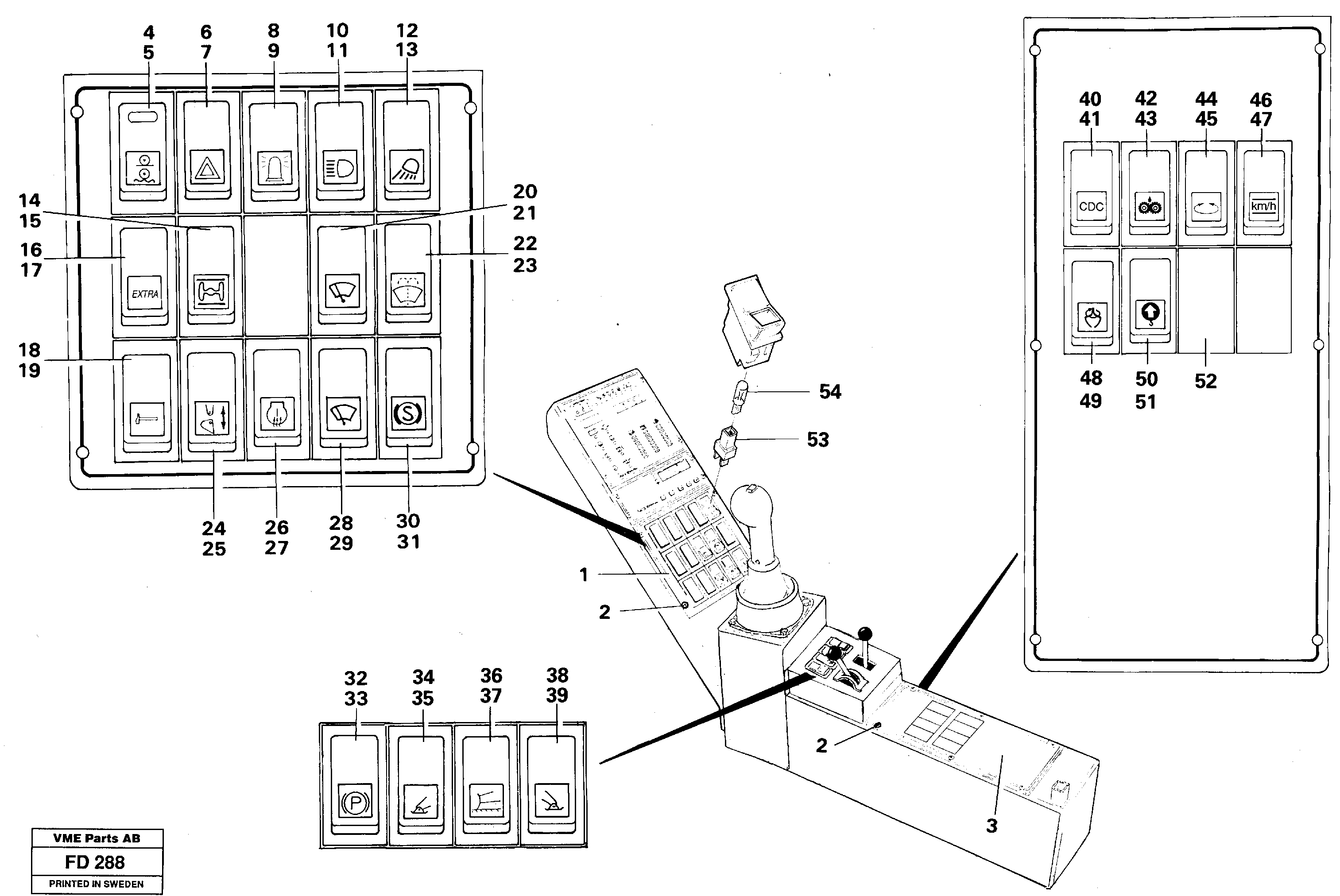 Toggle switch panel — volvo parts diagram