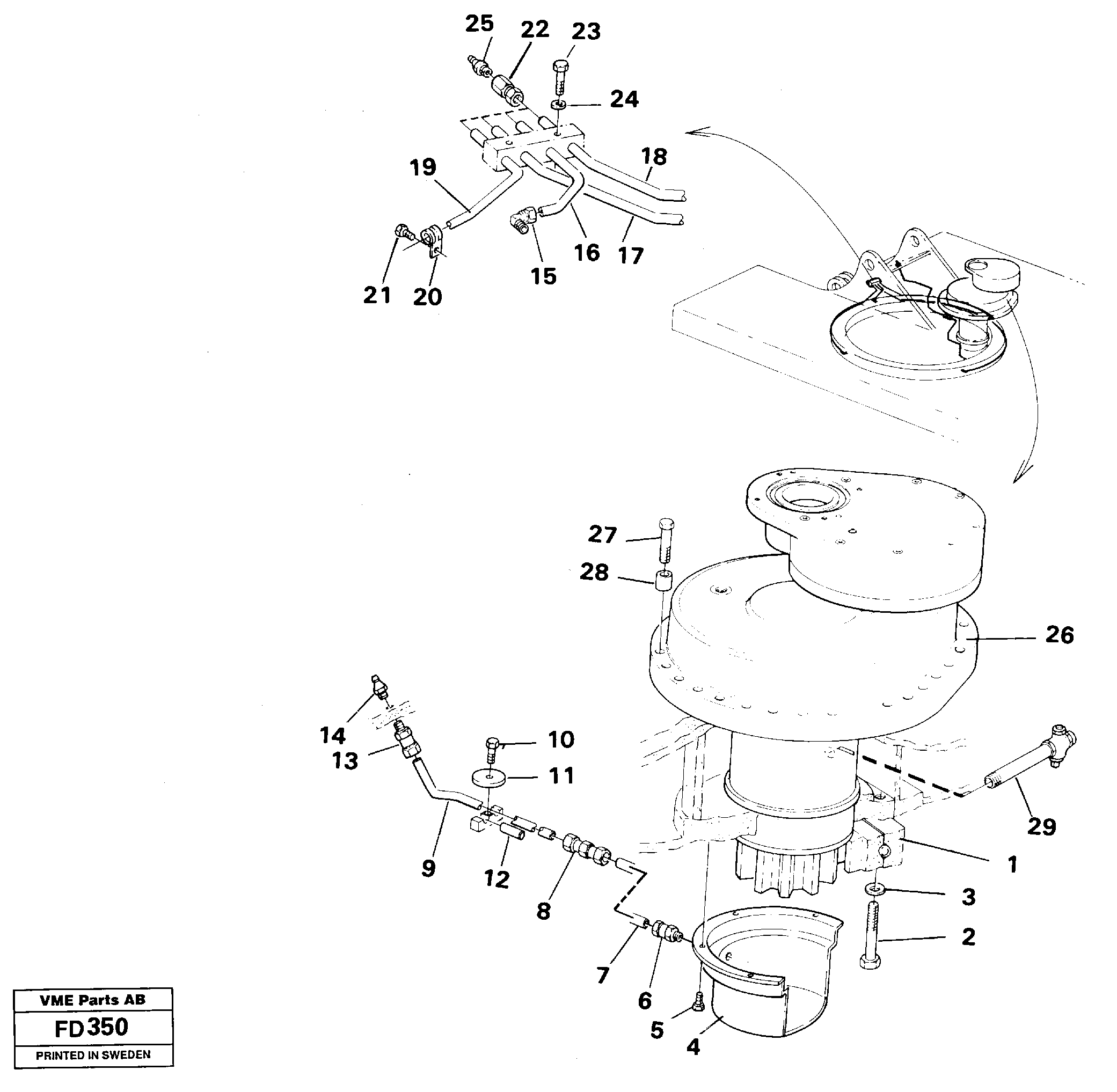 Superstructure with slew transmission — volvo parts diagram