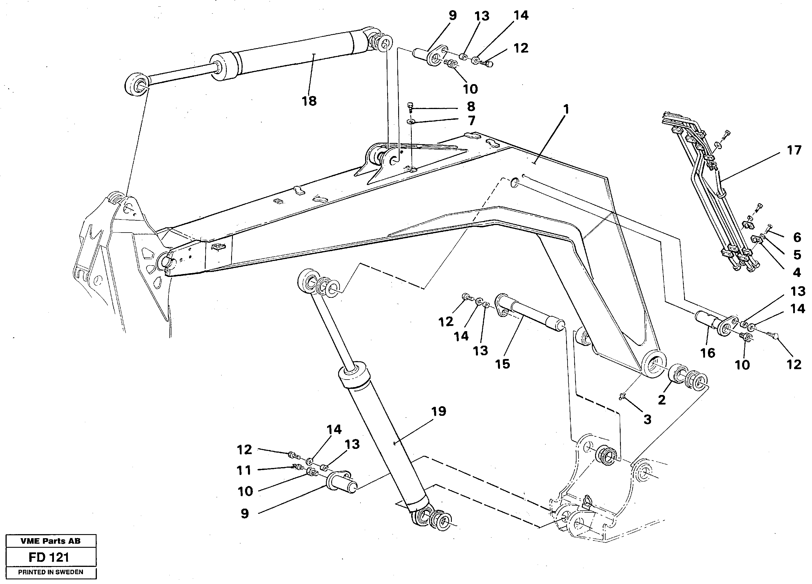 Backhoe boom 4.90m — volvo parts diagram