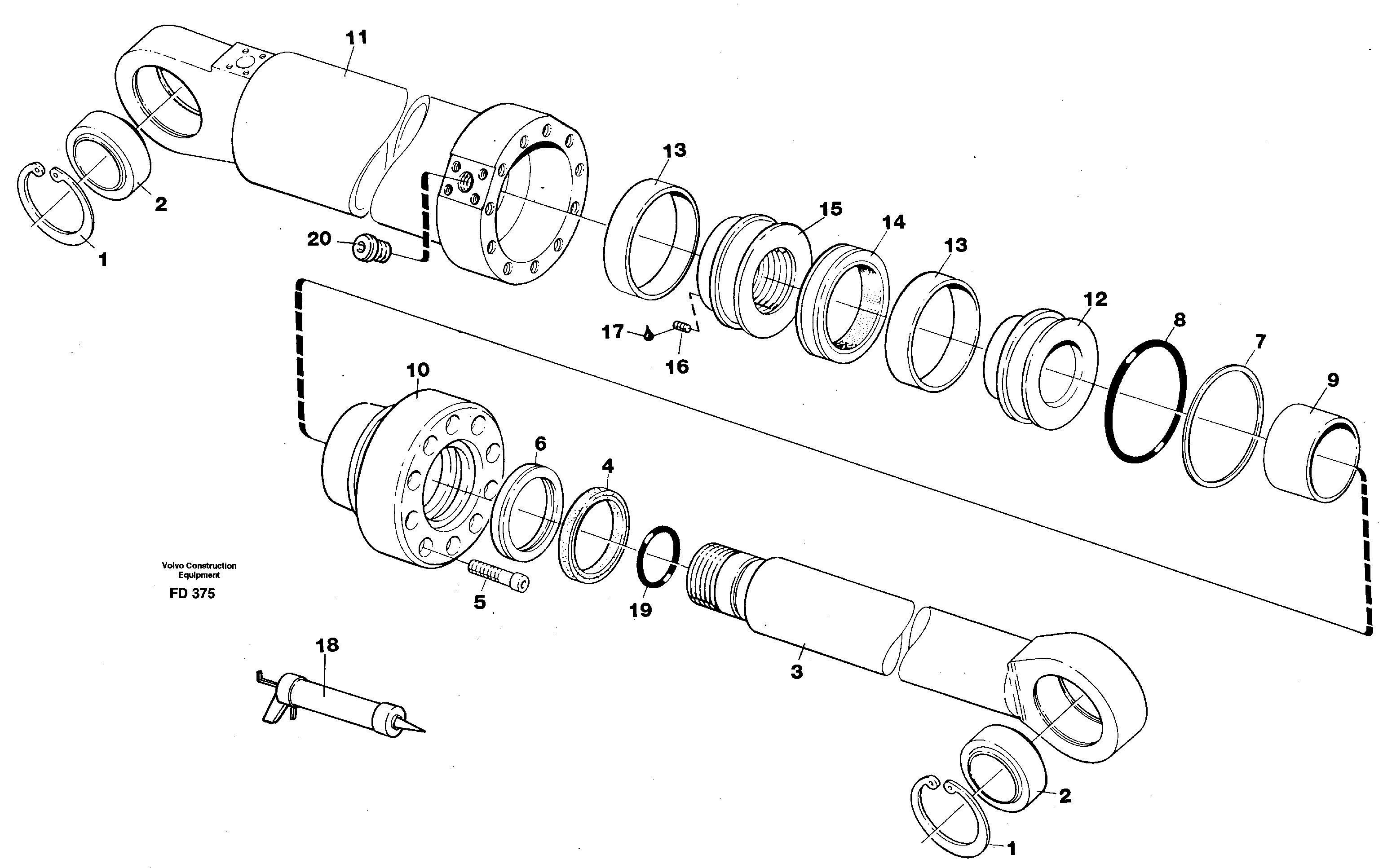Hydraulic cylinder, dozer blade  SER NO 304- — volvo parts diagram