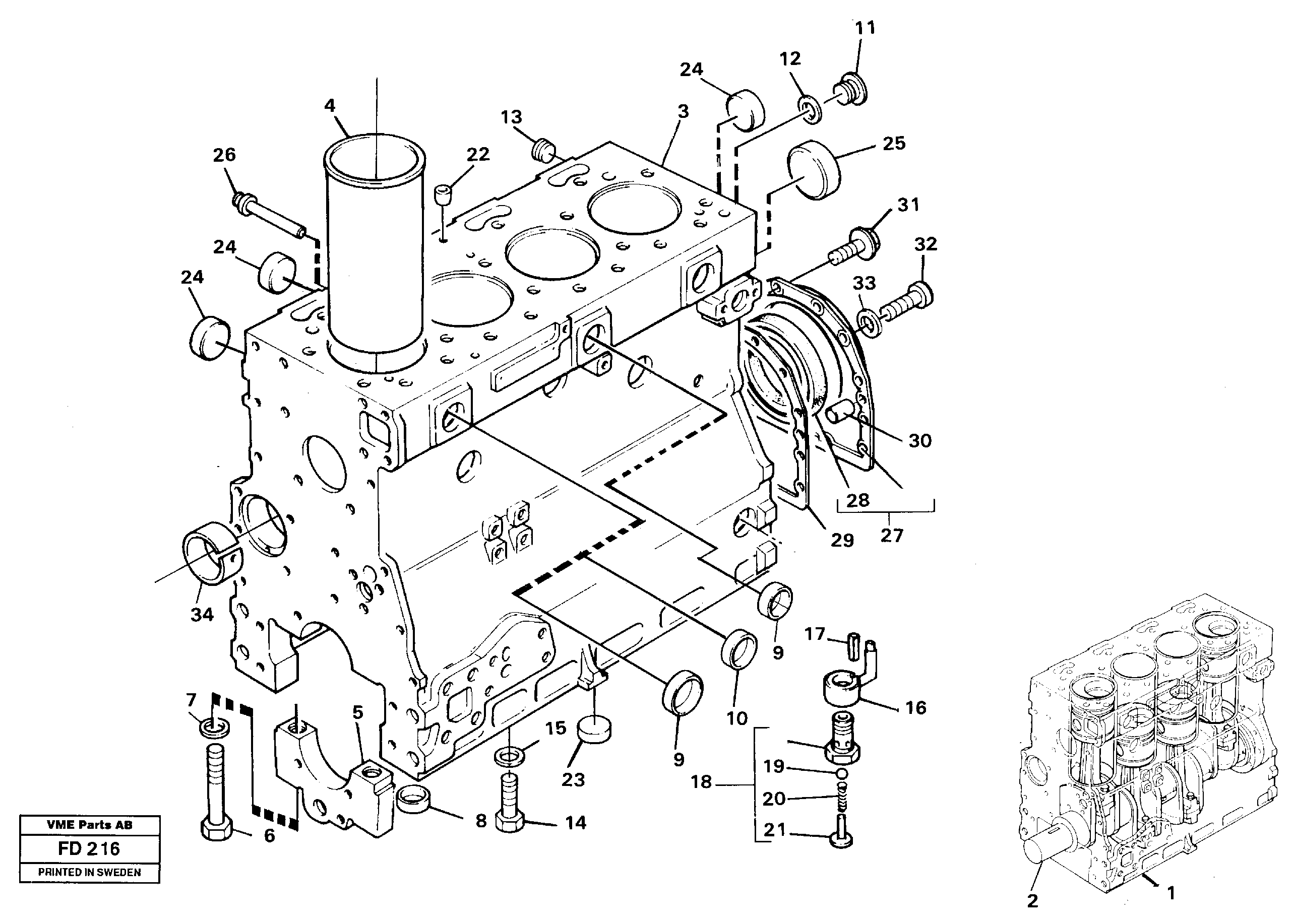 Cylinder block — volvo parts diagram