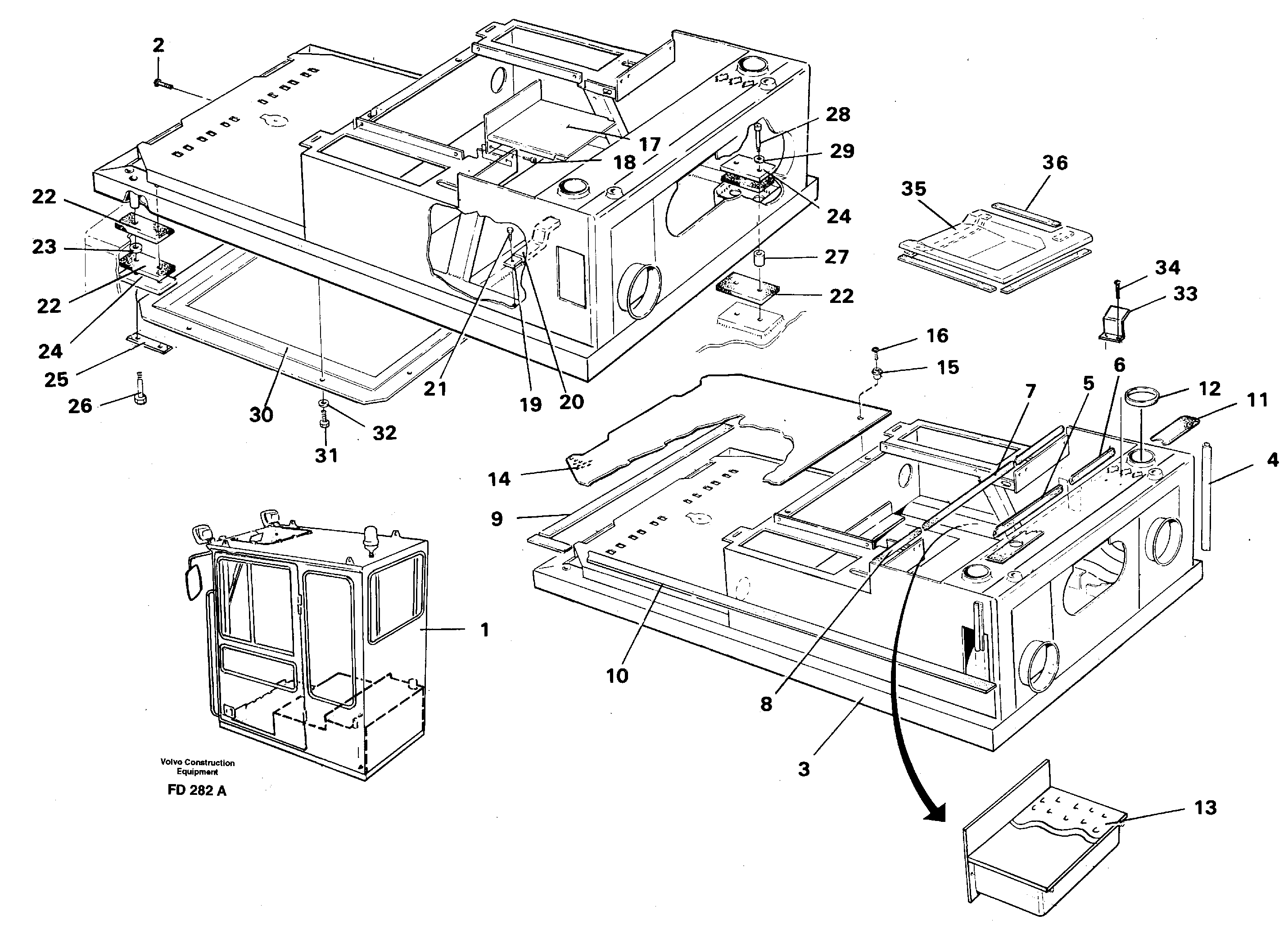 Cab body and operators area — volvo parts diagram