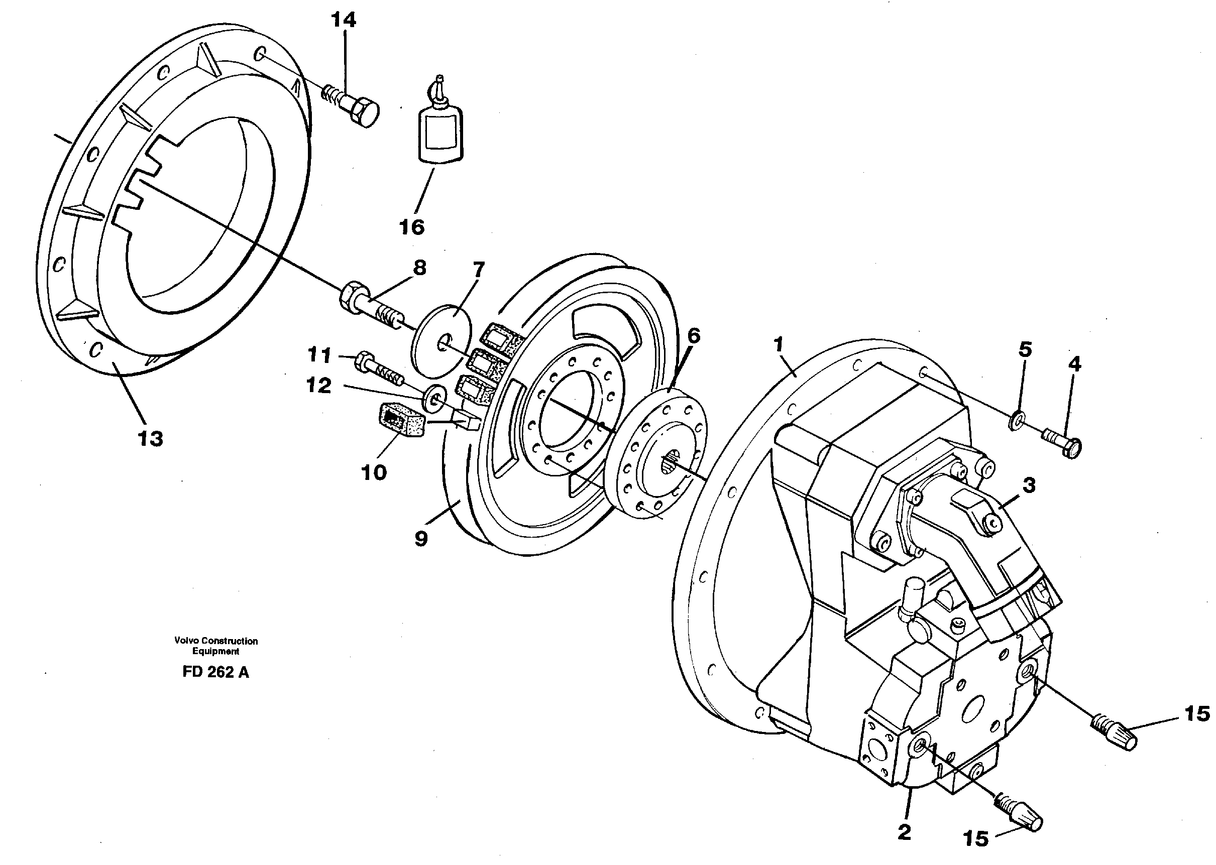 Pump gear box with assemblying parts — volvo parts diagram