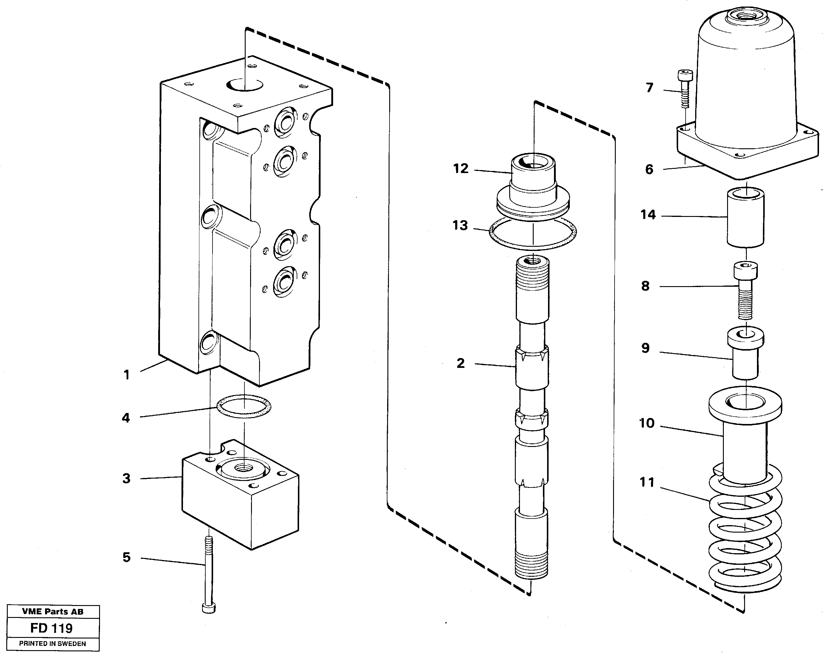 Four-way valve, boom secondary — volvo parts diagram