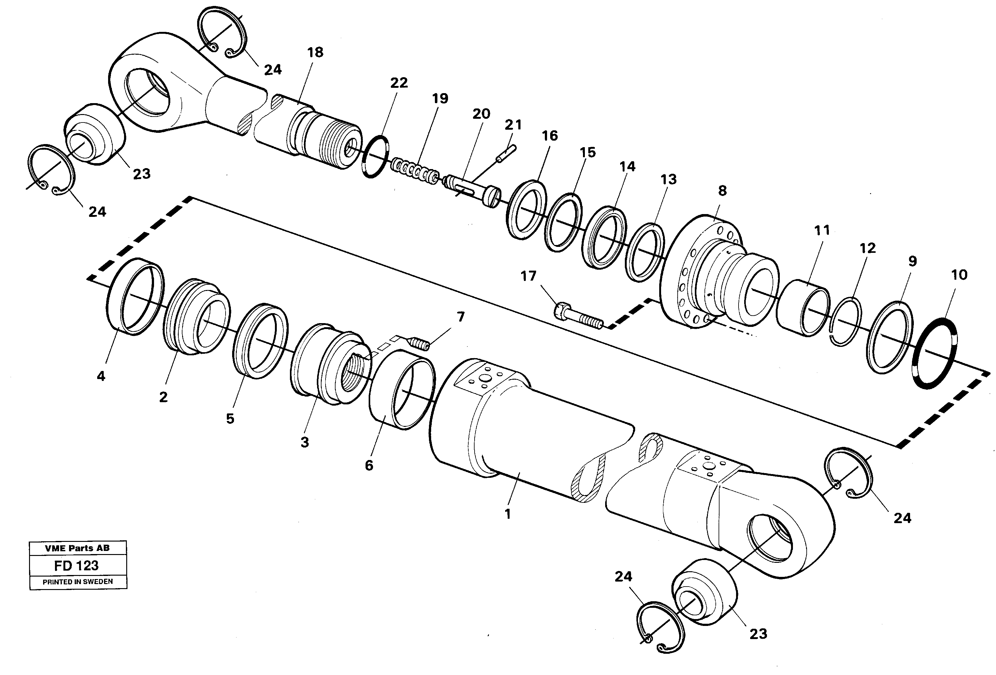 Dipper arm cylinder — volvo parts diagram
