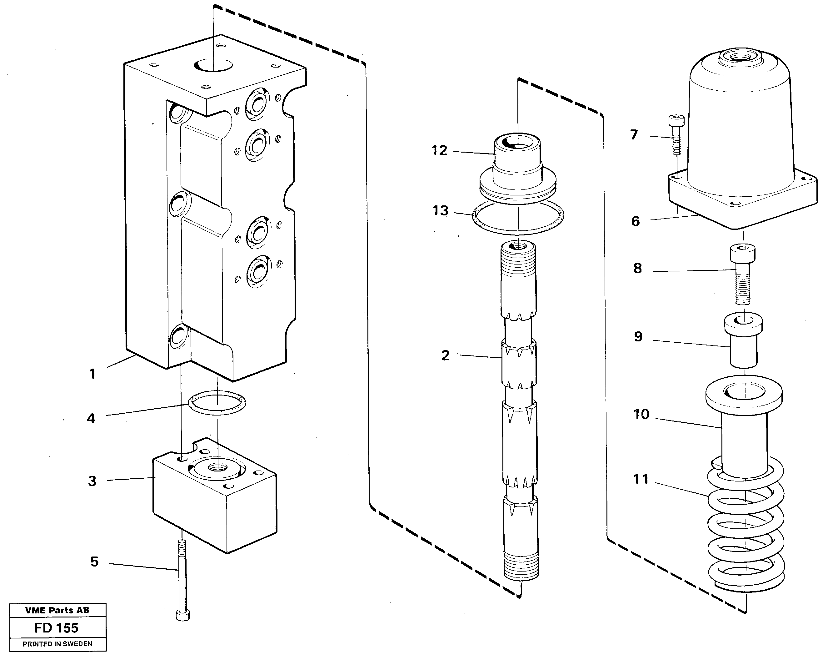 Four-way valve, slope bucket/rotating hydraulic — volvo parts diagram