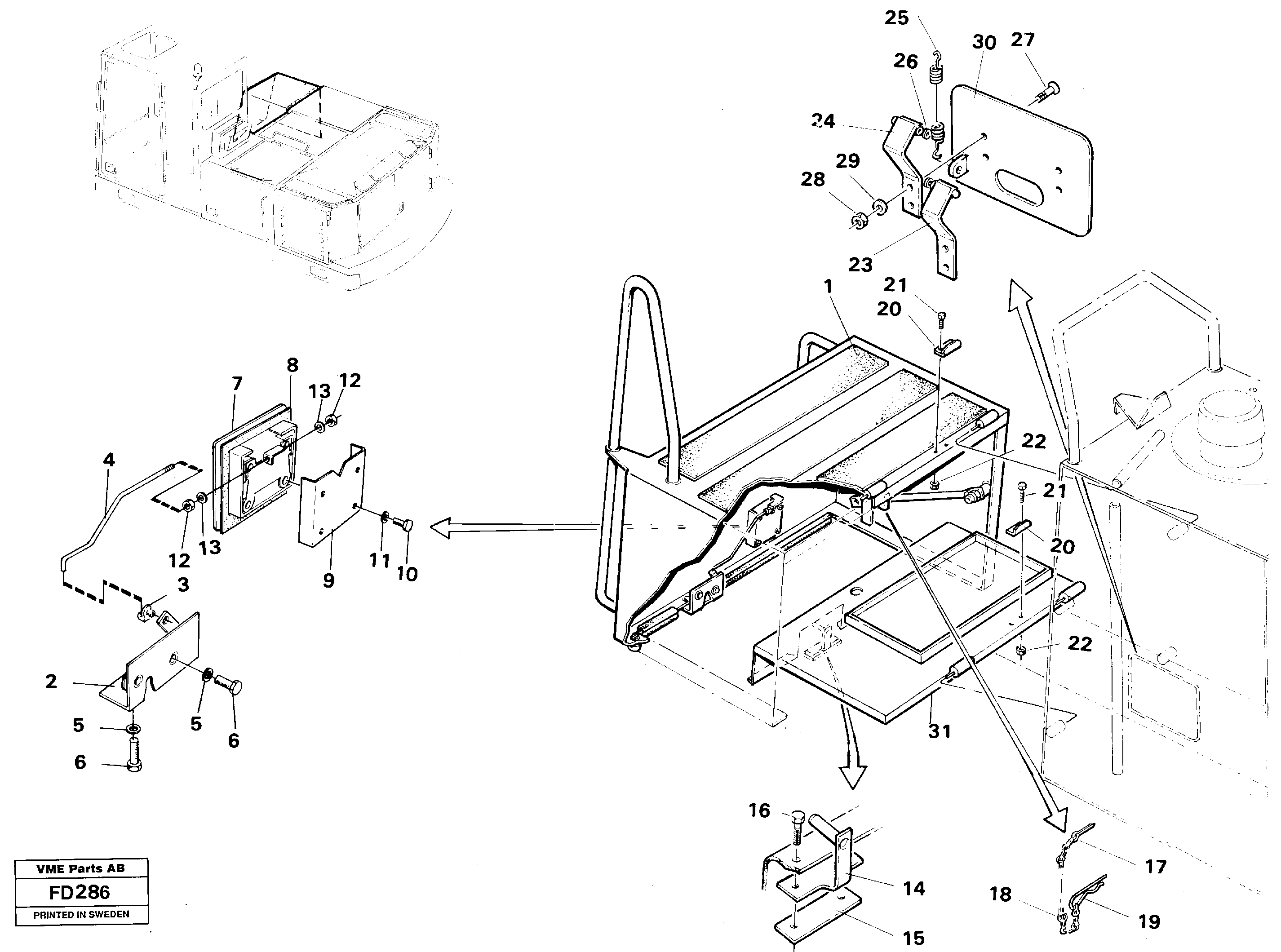 Casing over battery — volvo parts diagram