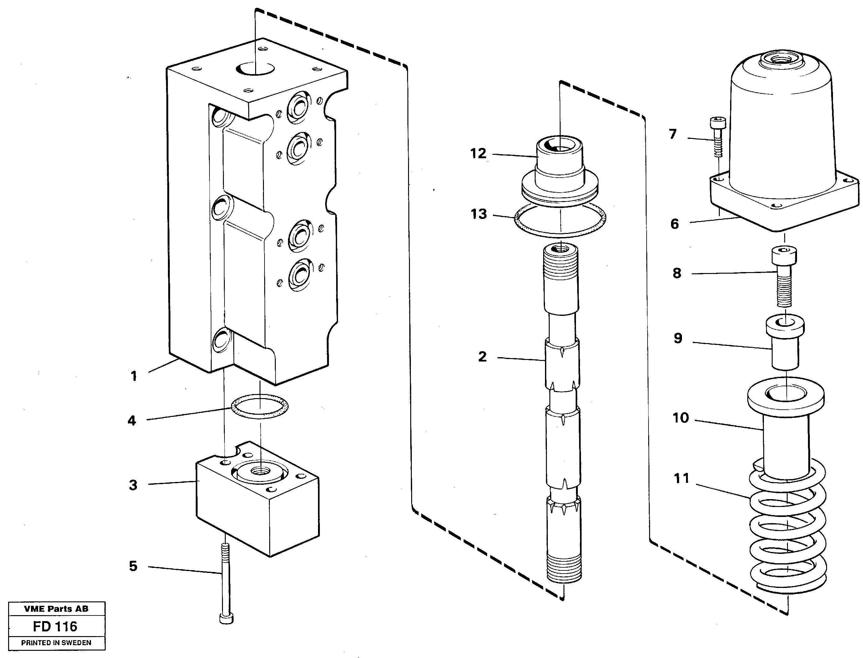 Four-way valve, boom primary — volvo parts diagram