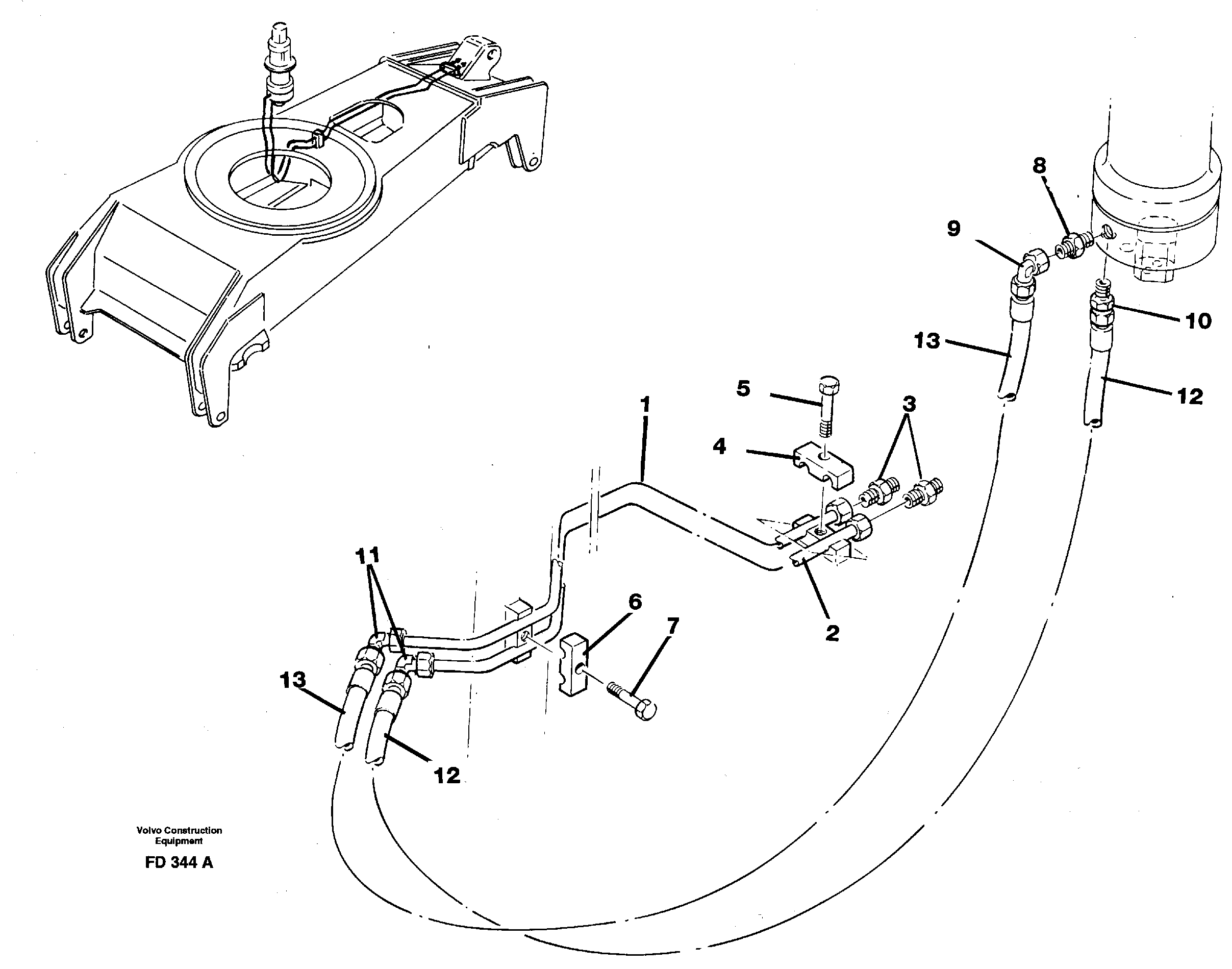 Hydraulicsystem, dozerblad,front  14253478 — volvo parts diagram