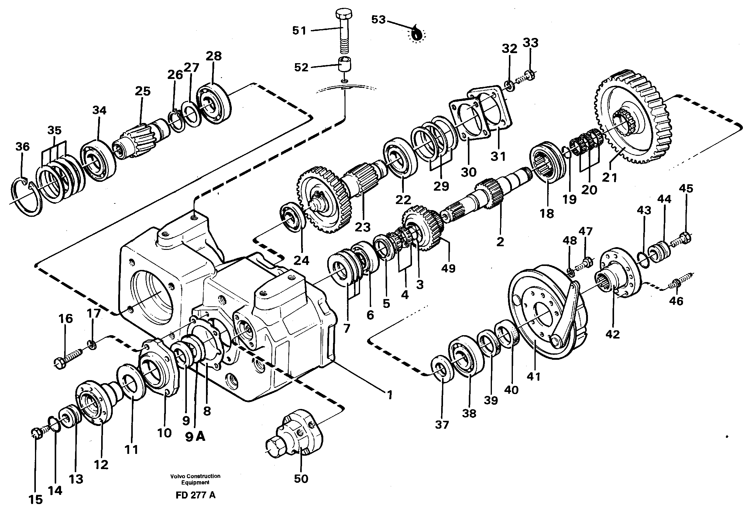 Gear box, drive gears and shafts — volvo parts diagram
