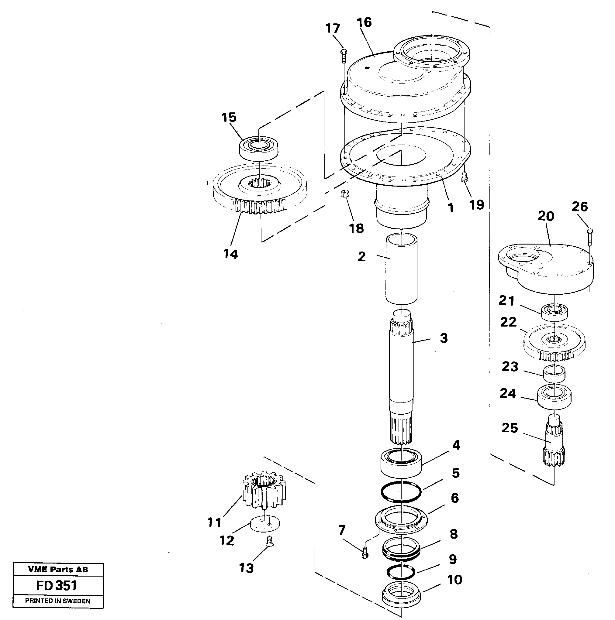 Swing gearbox — volvo parts diagram
