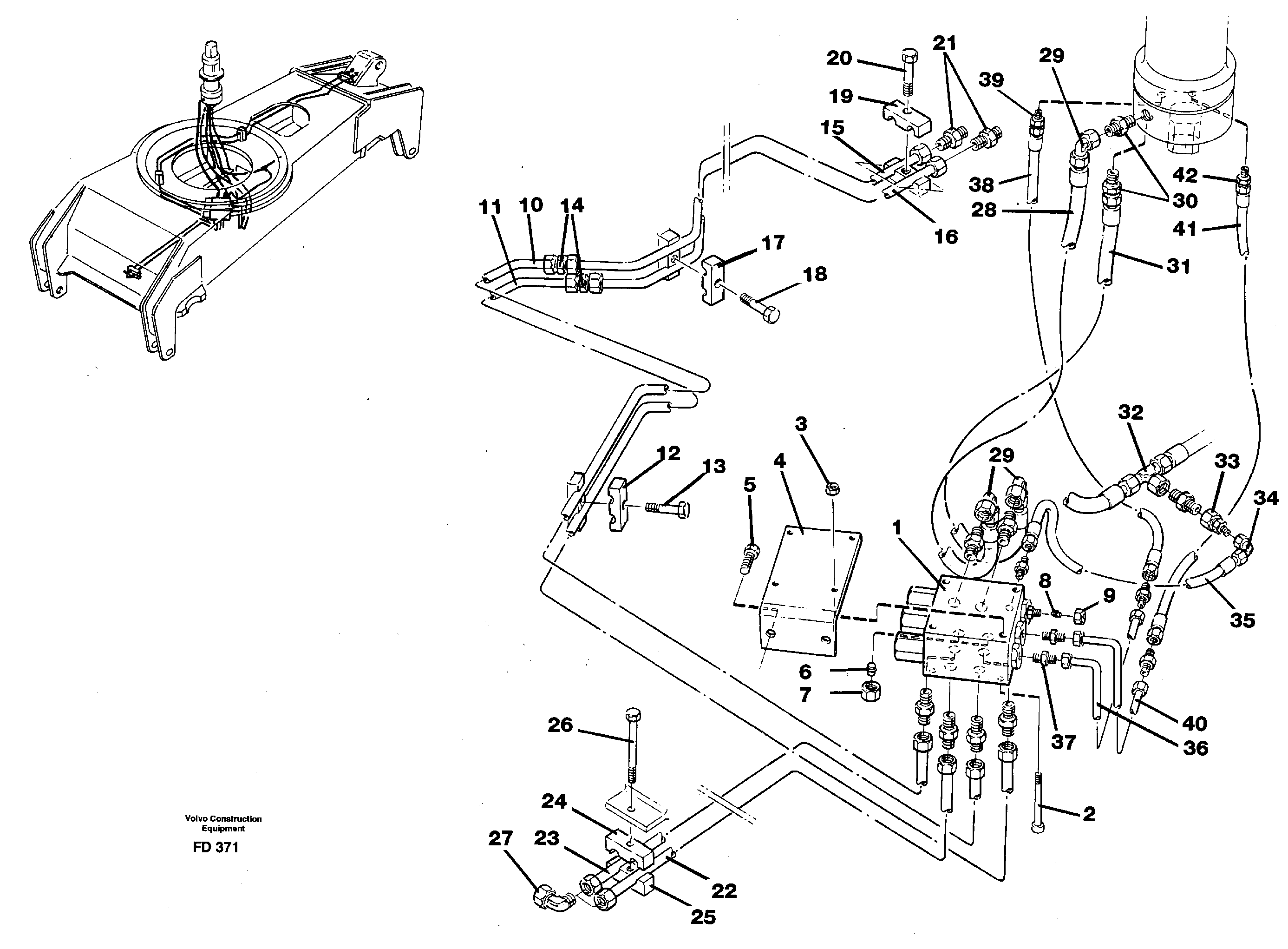 Hydraulicsystem, dozerblade,front and rear  14259920 — volvo parts diagram