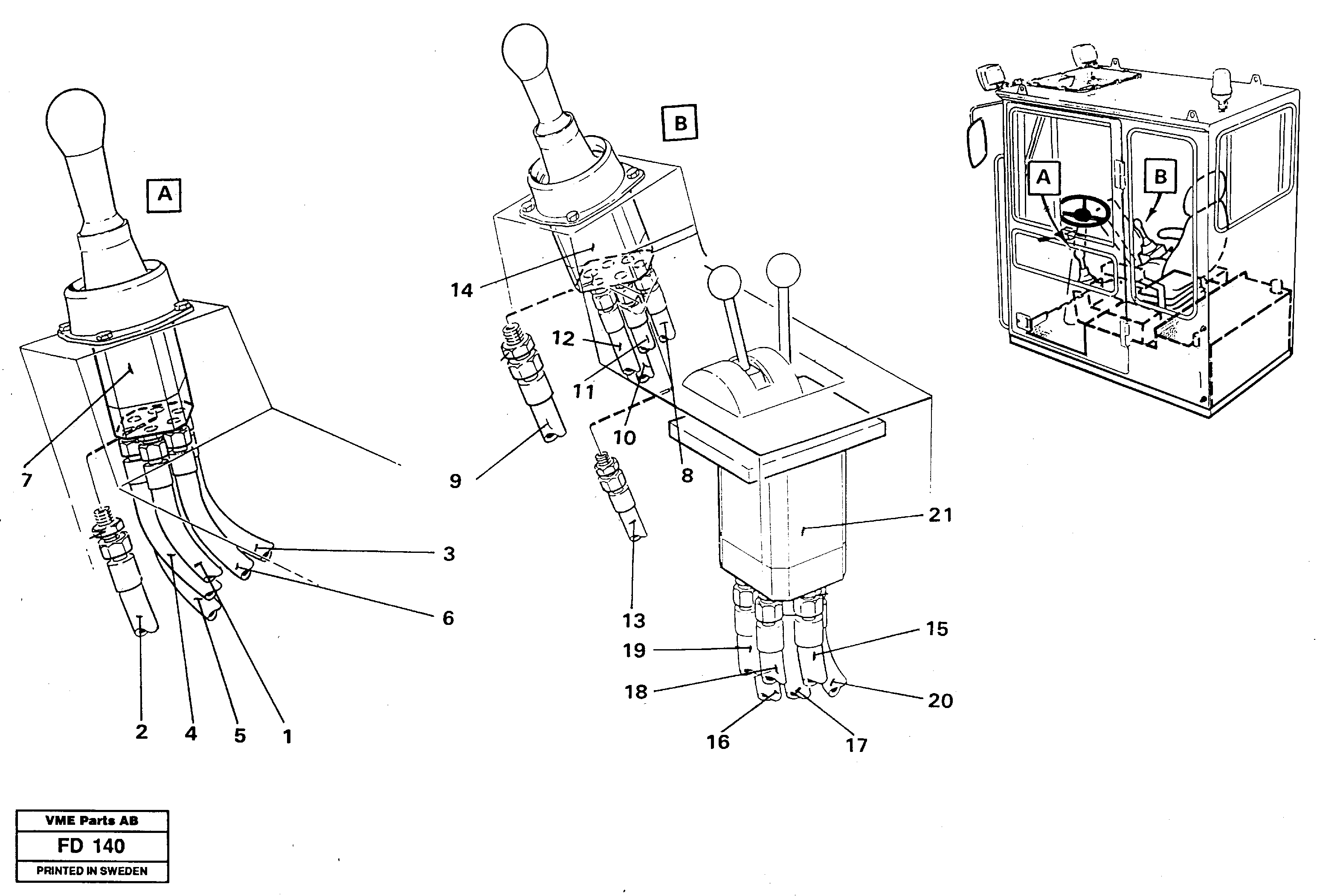 Joy stick, left and right — volvo parts diagram