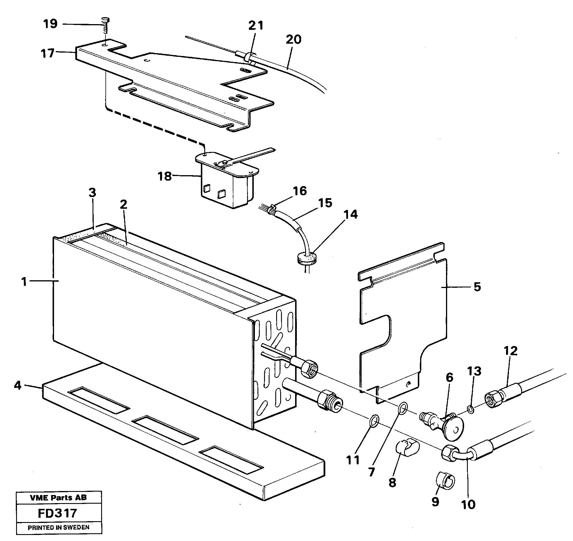 Evaporator with fitting parts cooling agent R134 A  14261038 SER NO 40- — volvo parts diagram