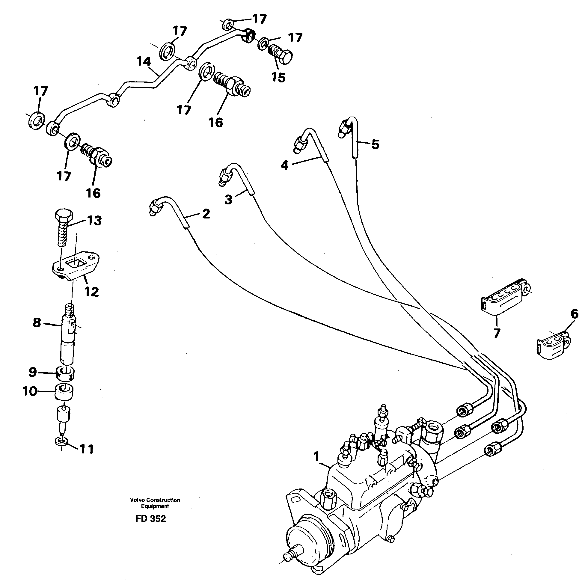 Fuel lines, injectors — volvo parts diagram