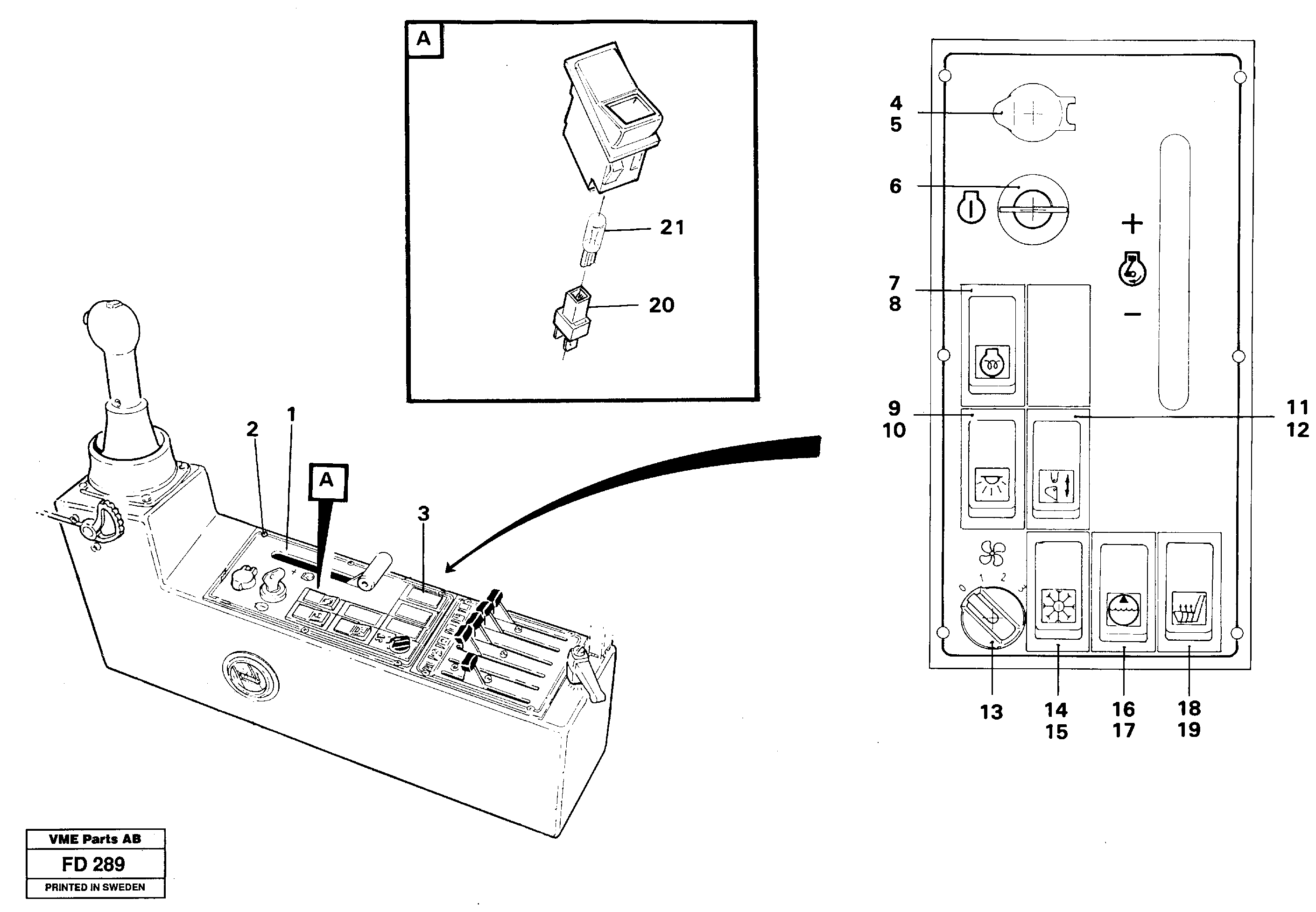 Engine control panel — volvo parts diagram