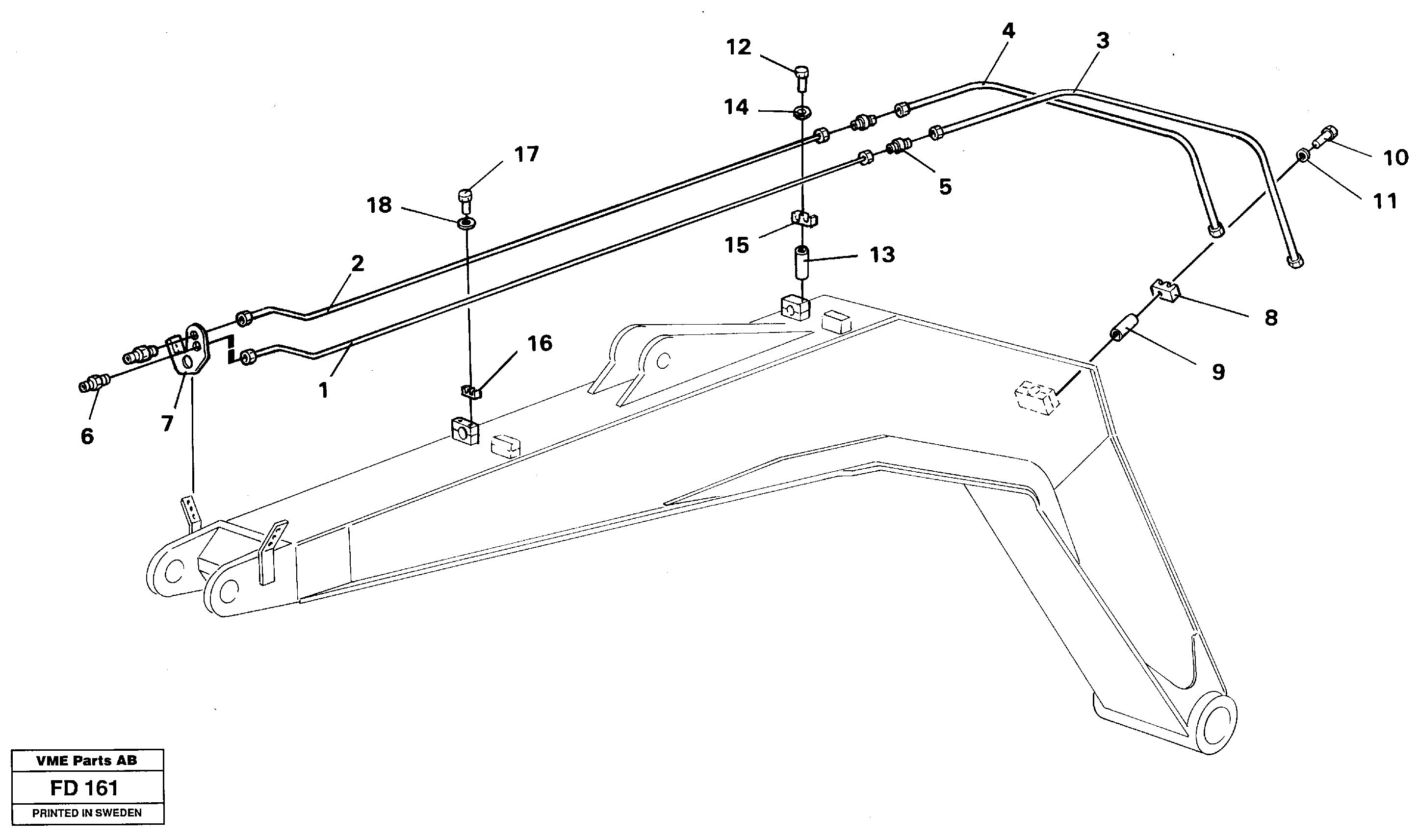 Grab bucket equipment, boom 4,9m  14259586 — volvo parts diagram