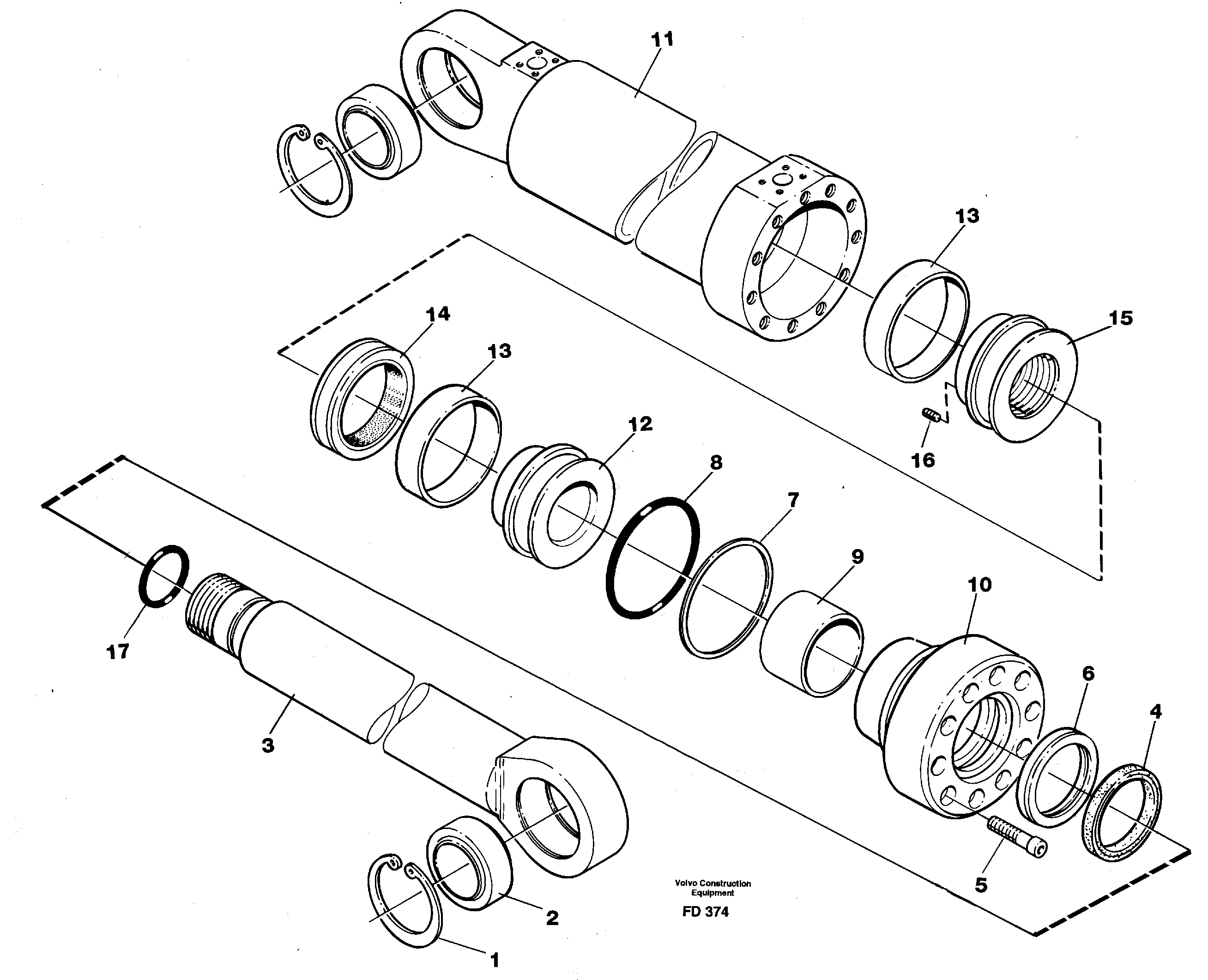 Hydraulic cylinder, dozer blade  SER NO -303 — volvo parts diagram