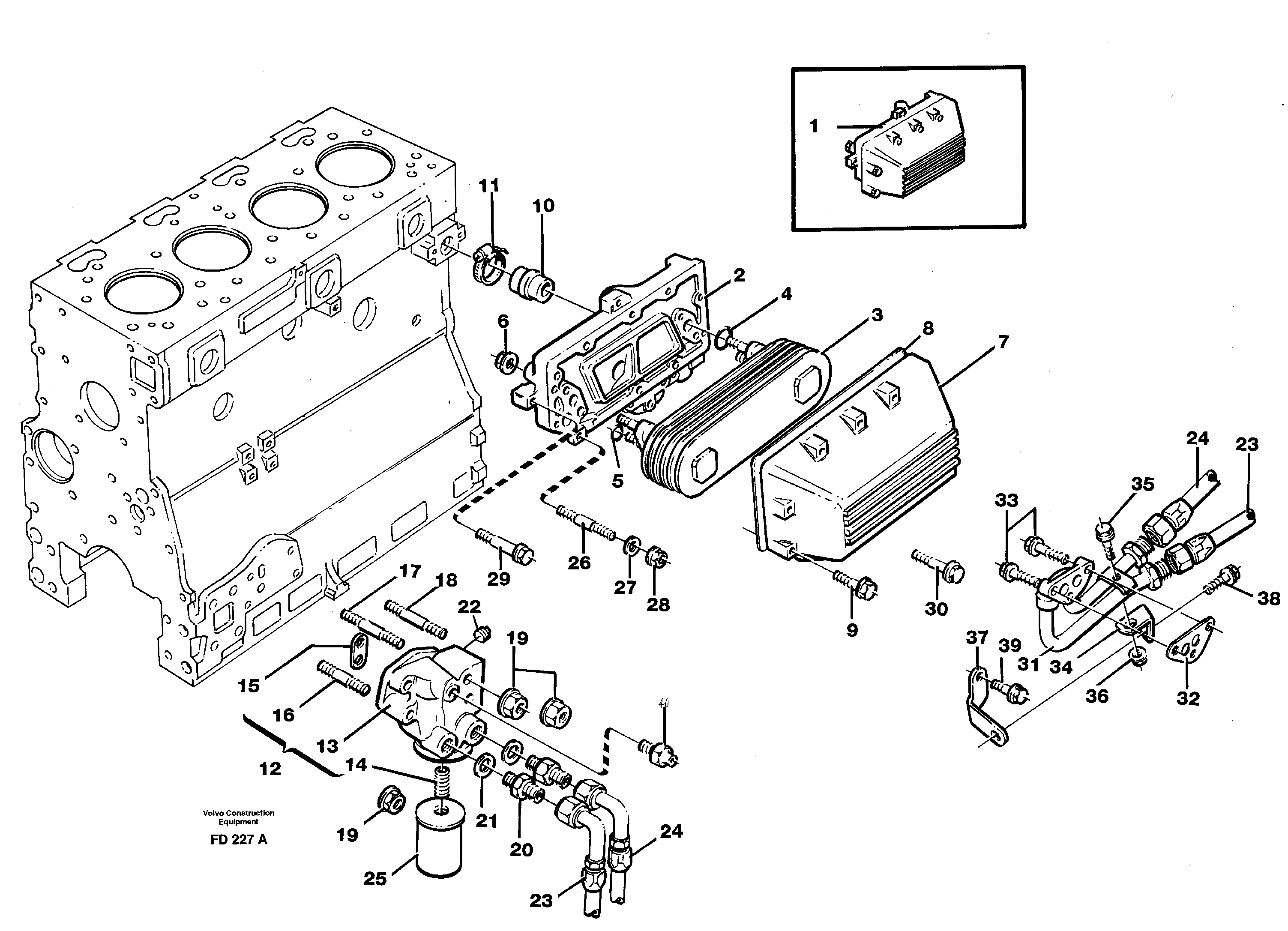 Oil cooler — volvo parts diagram