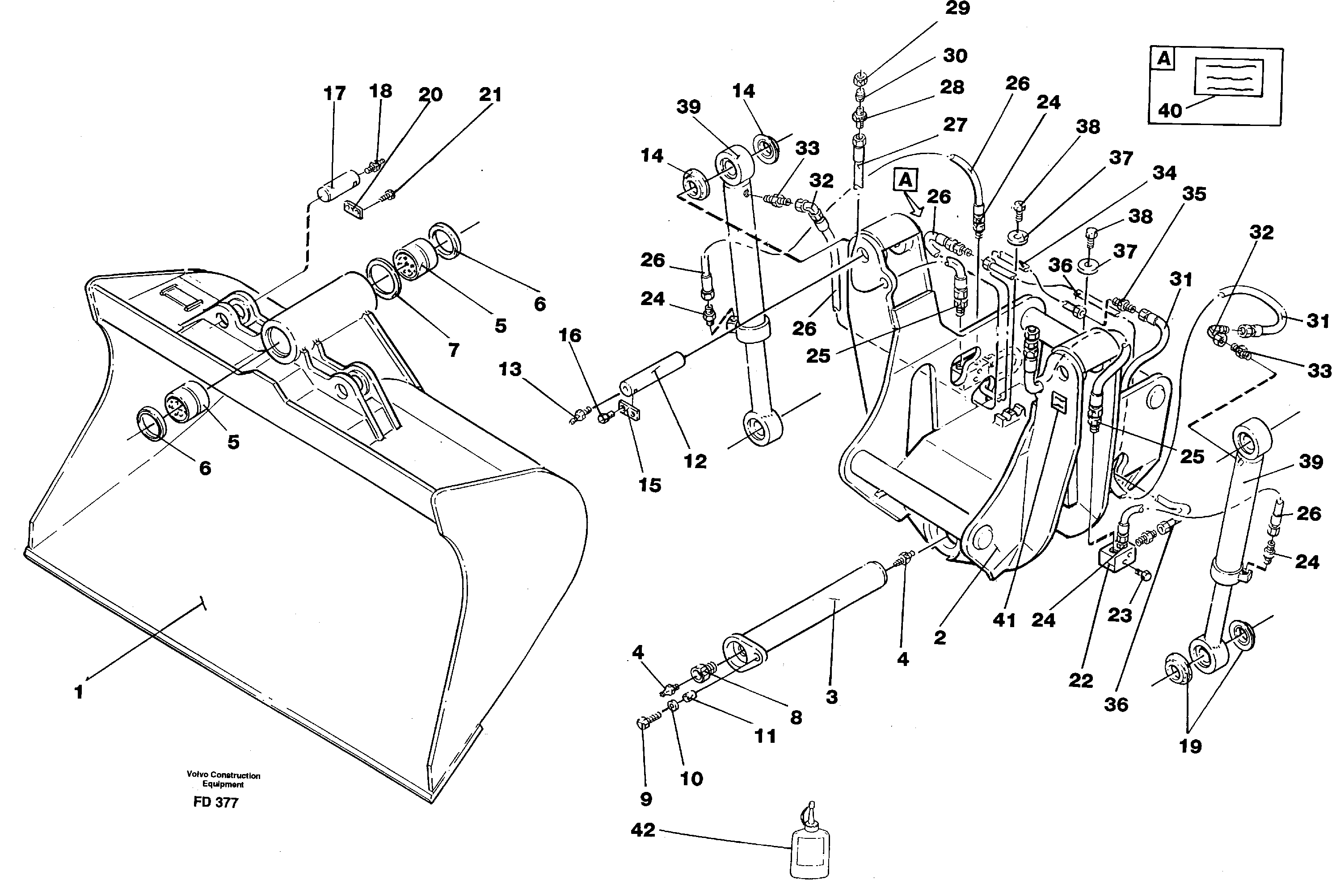 Articulated slope bucket  14265051,SER NO 228- — volvo parts diagram