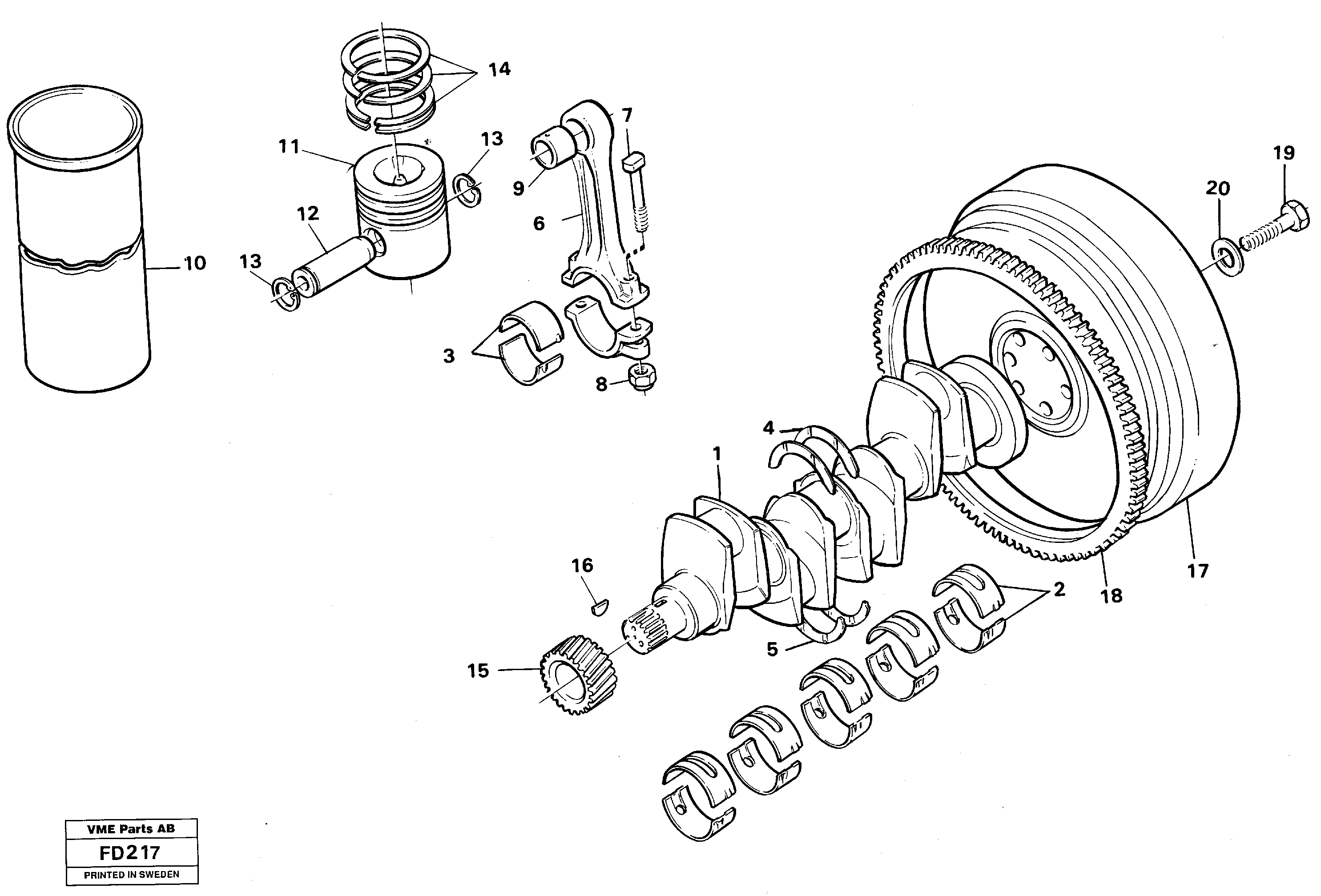 Crankshaft and related parts — volvo parts diagram