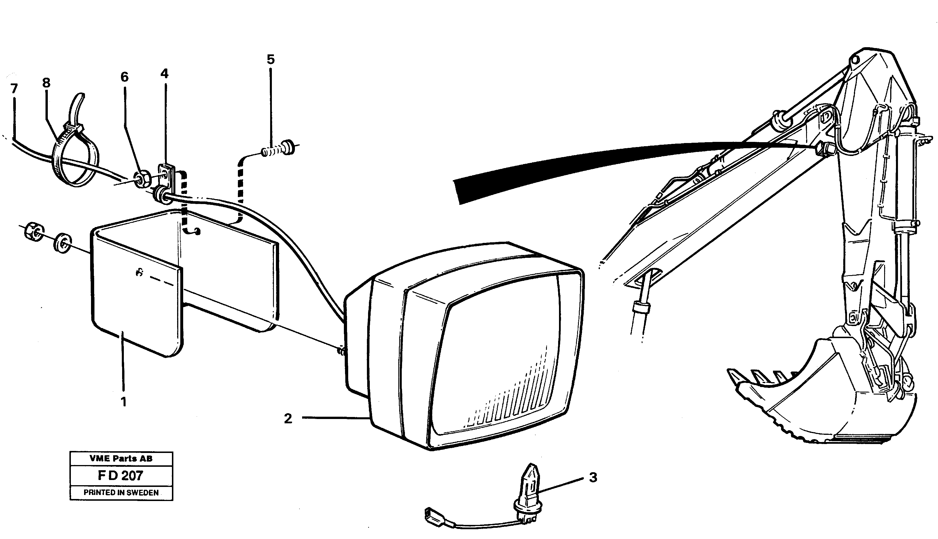 Working lamp on boom  14257807 — volvo parts diagram