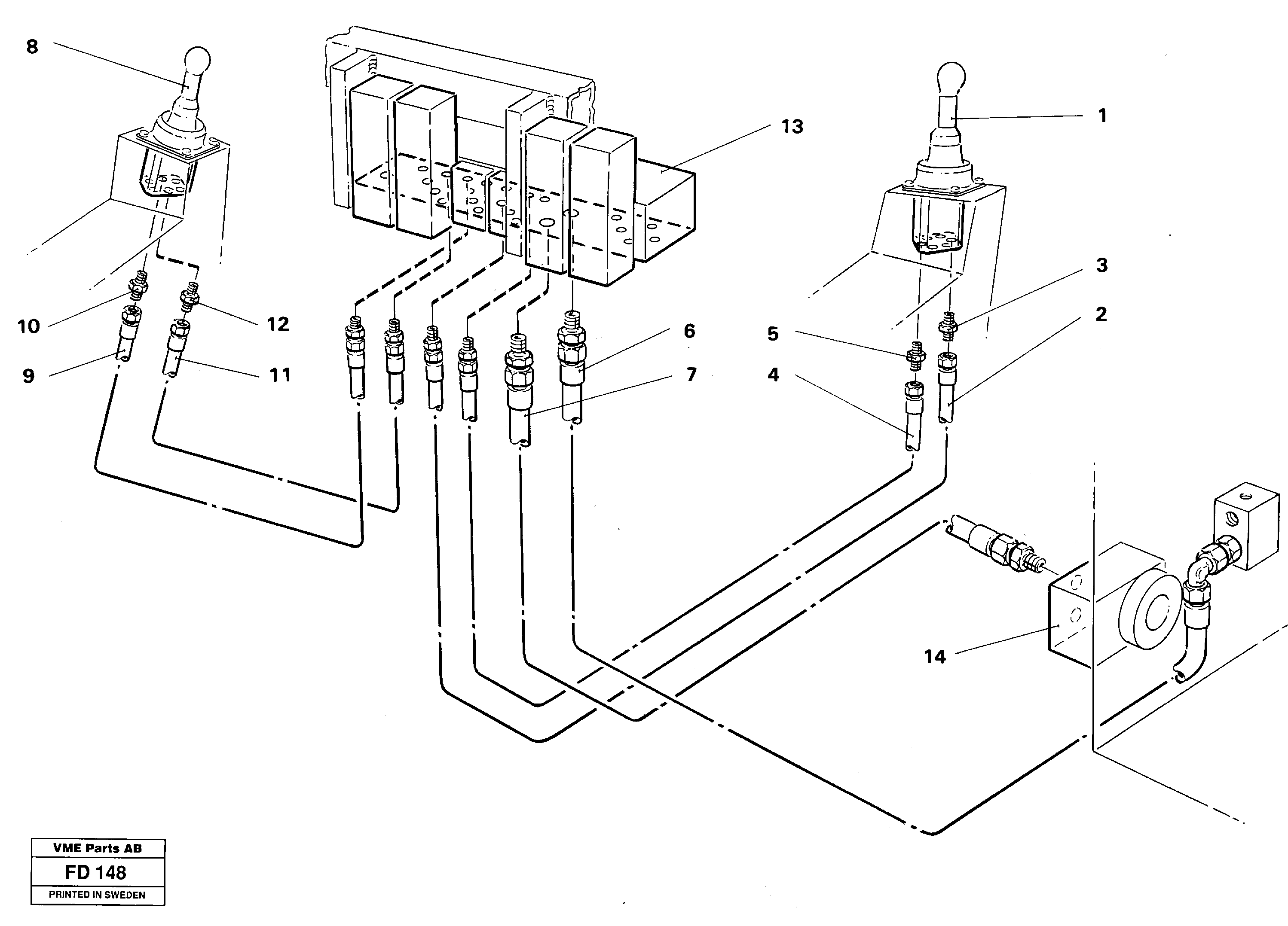 Servo hydraulics, return line tank — volvo parts diagram