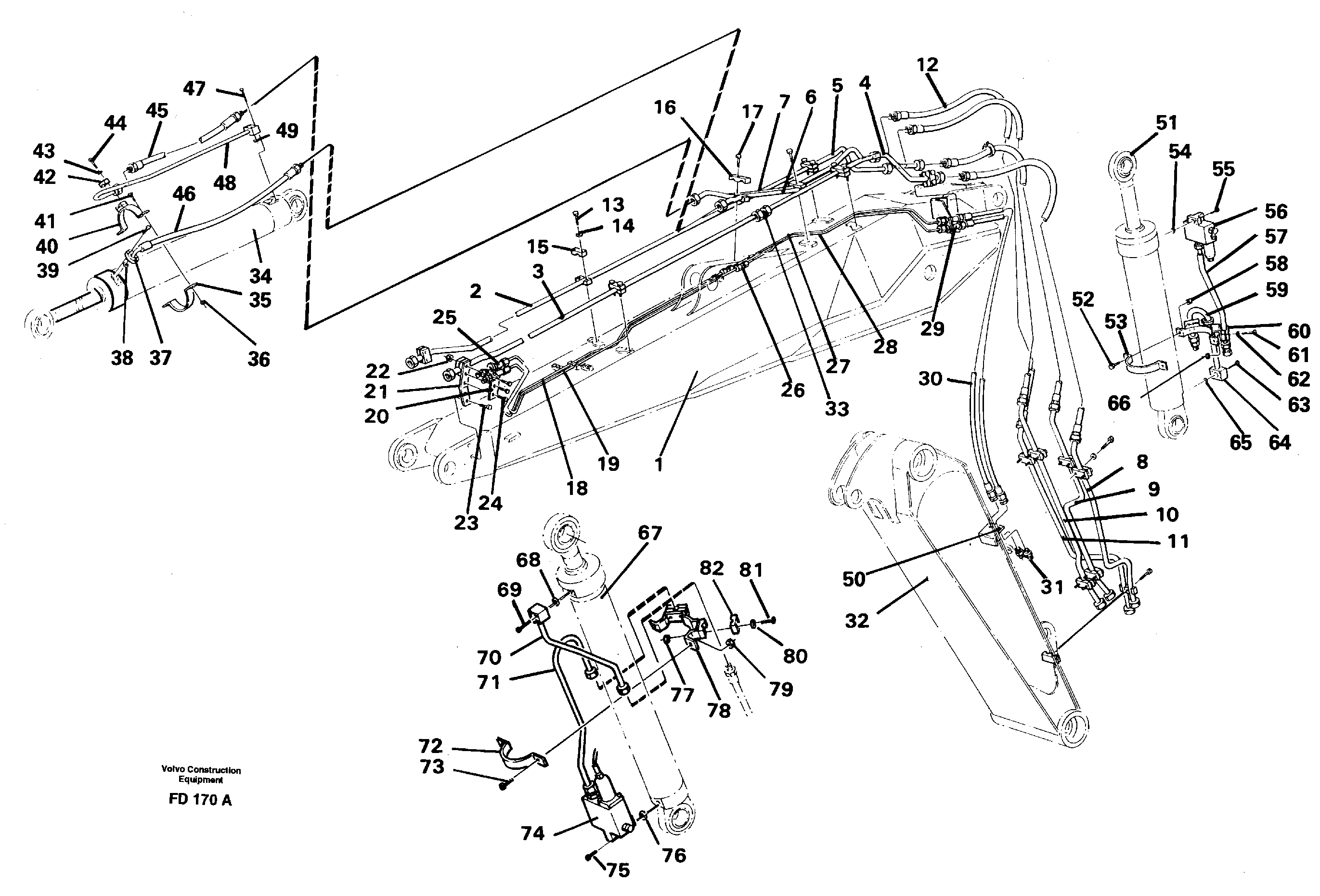 Hydraulic equipment, adjustable boom — volvo parts diagram