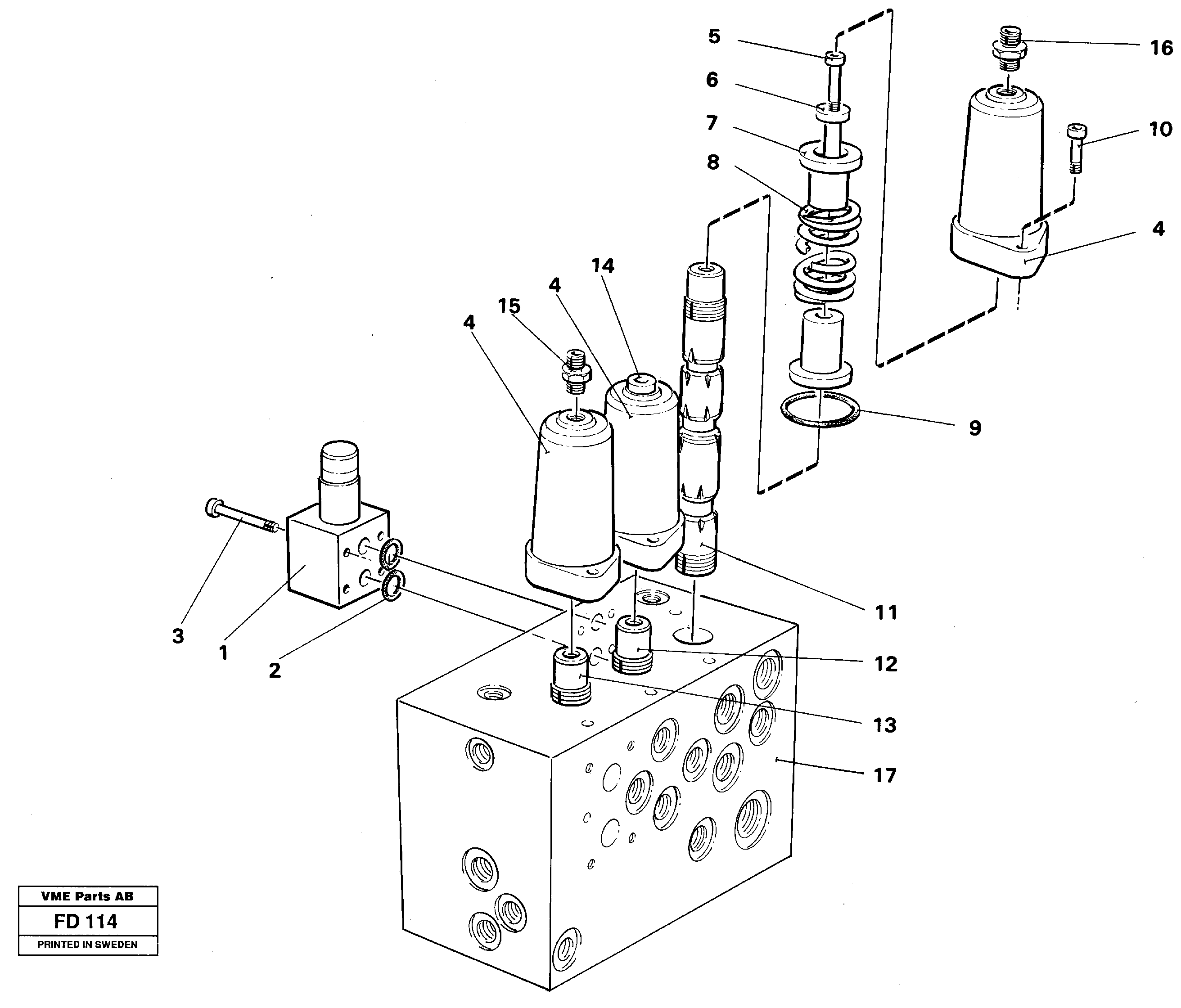 Slew valve assembly valve — volvo parts diagram