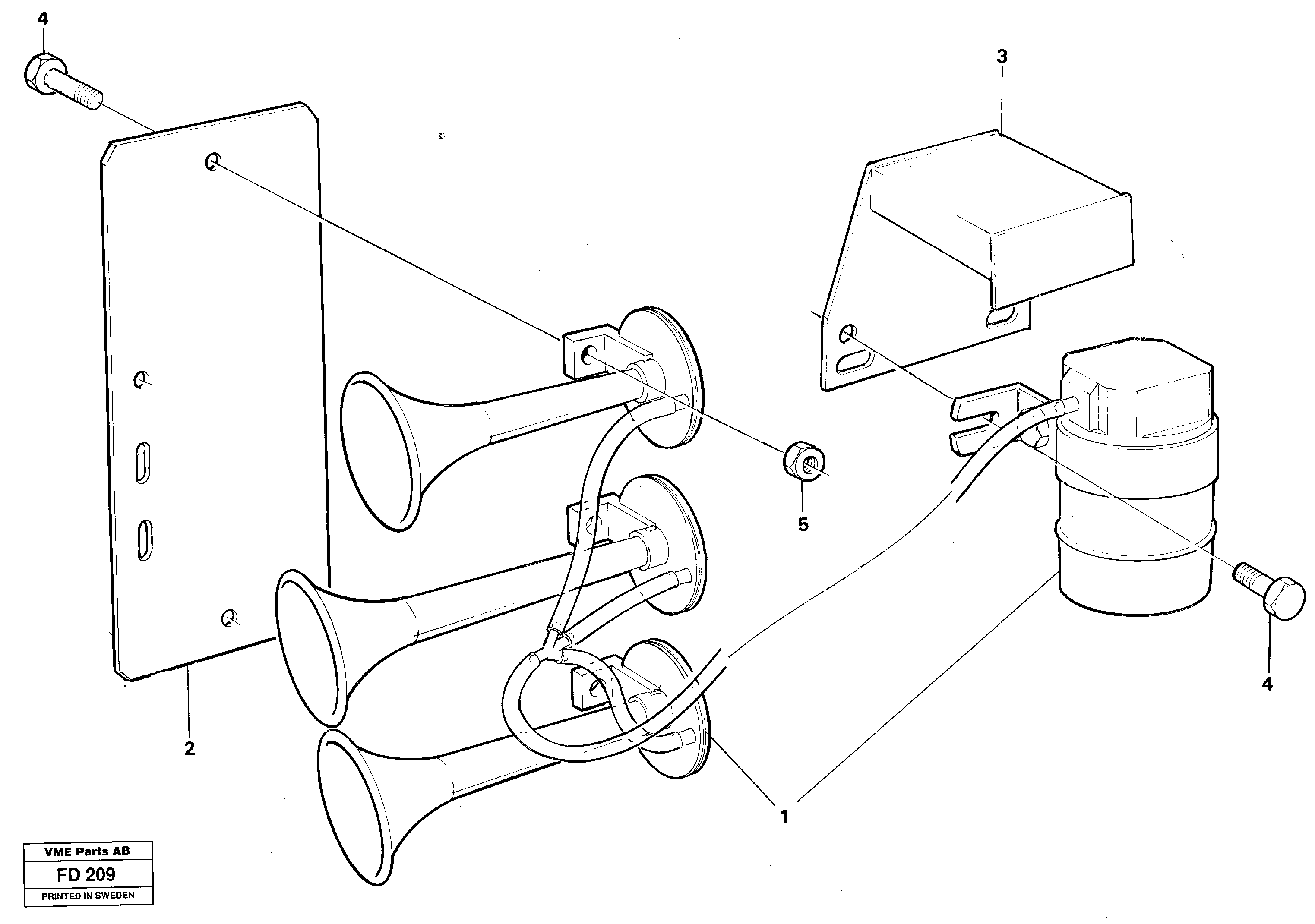 Compressor horn — volvo parts diagram