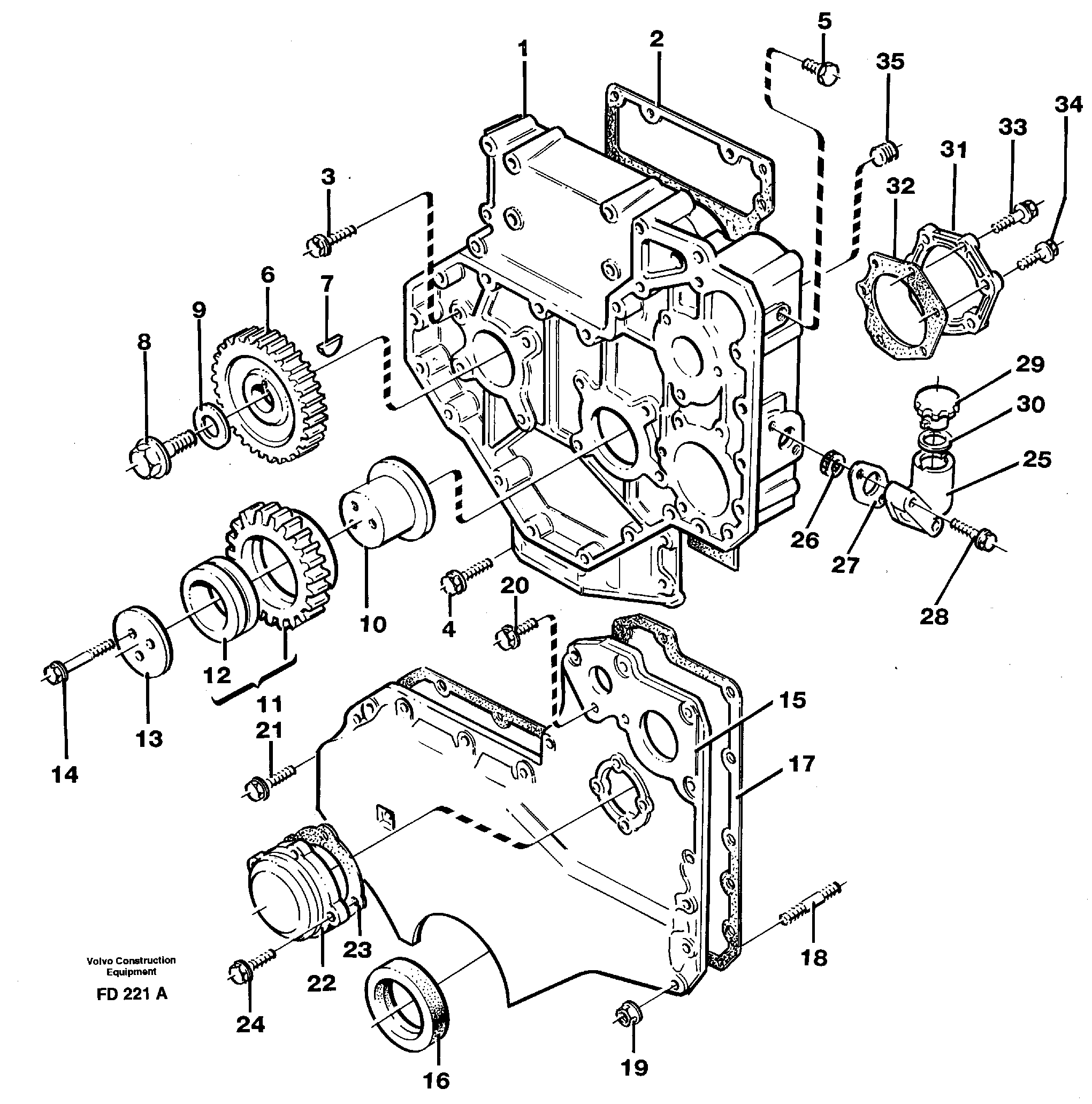 Timing gear casing — volvo parts diagram