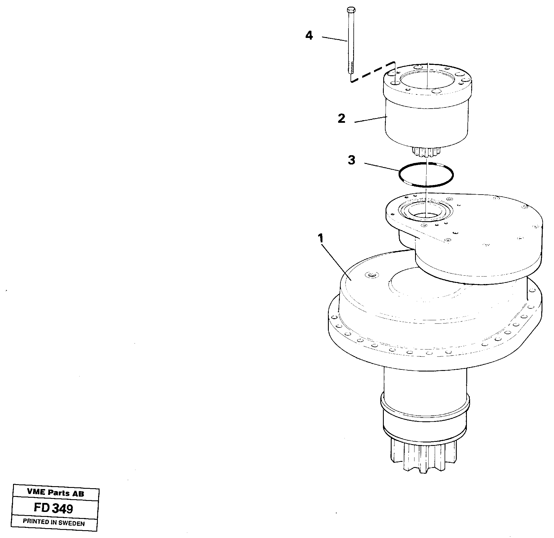 Slewing gear box with brake — volvo parts diagram
