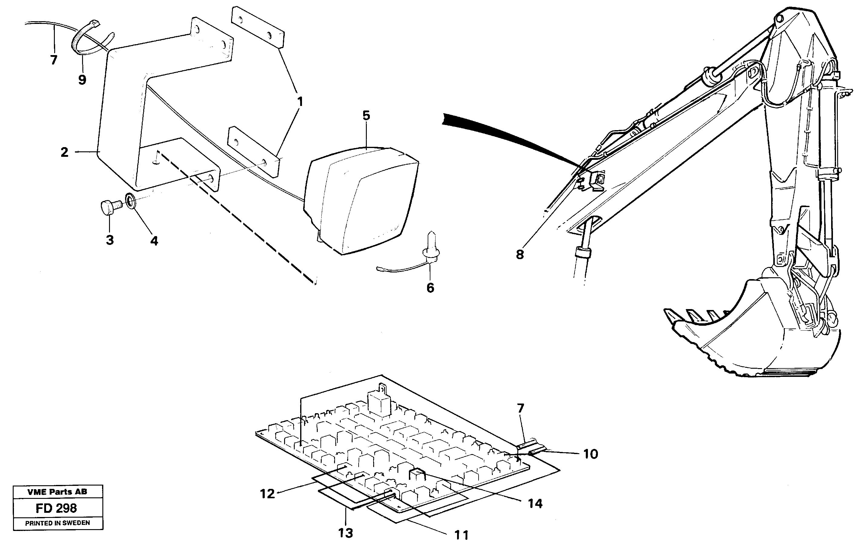 Working lamp on boom, left and right — volvo parts diagram