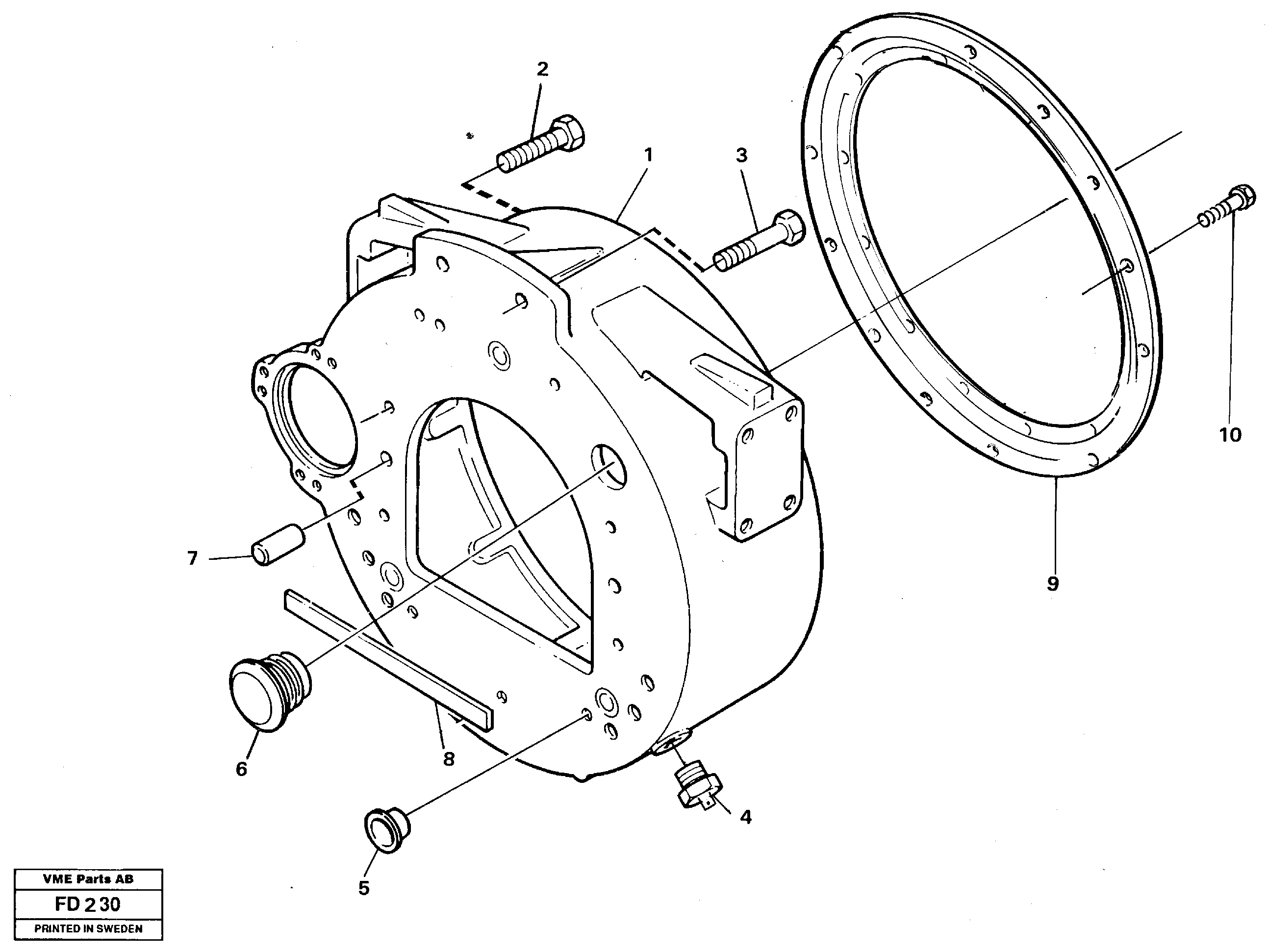 Flywheel housing — volvo parts diagram