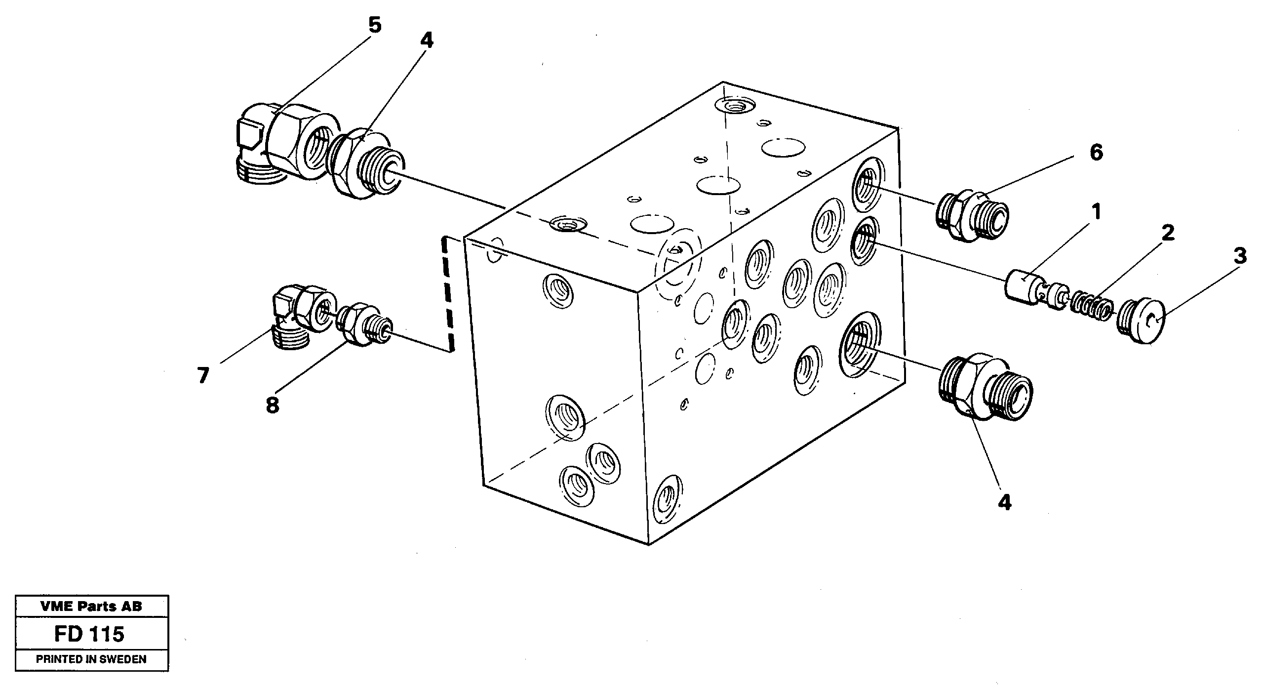 Slew valve block, fittings — volvo parts diagram