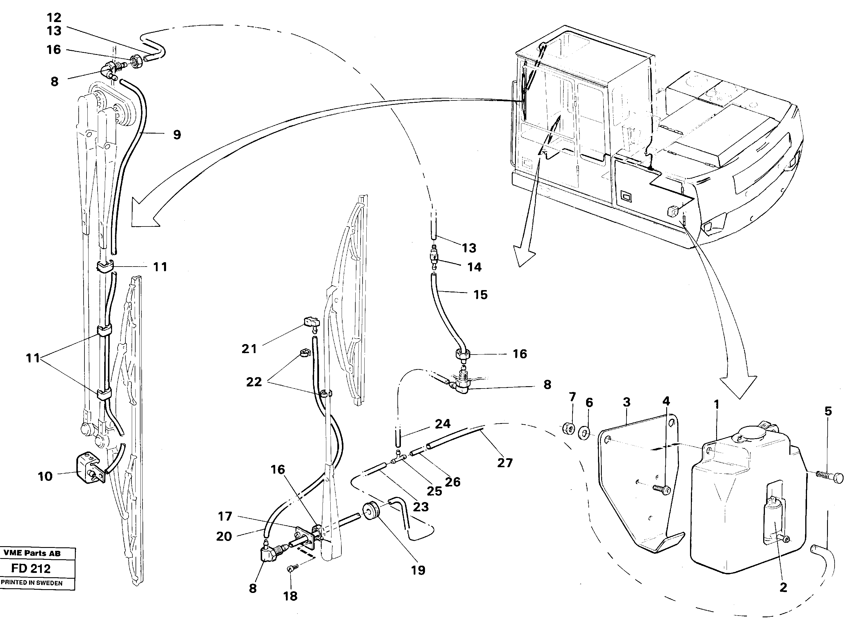 Windshield washer — volvo parts diagram