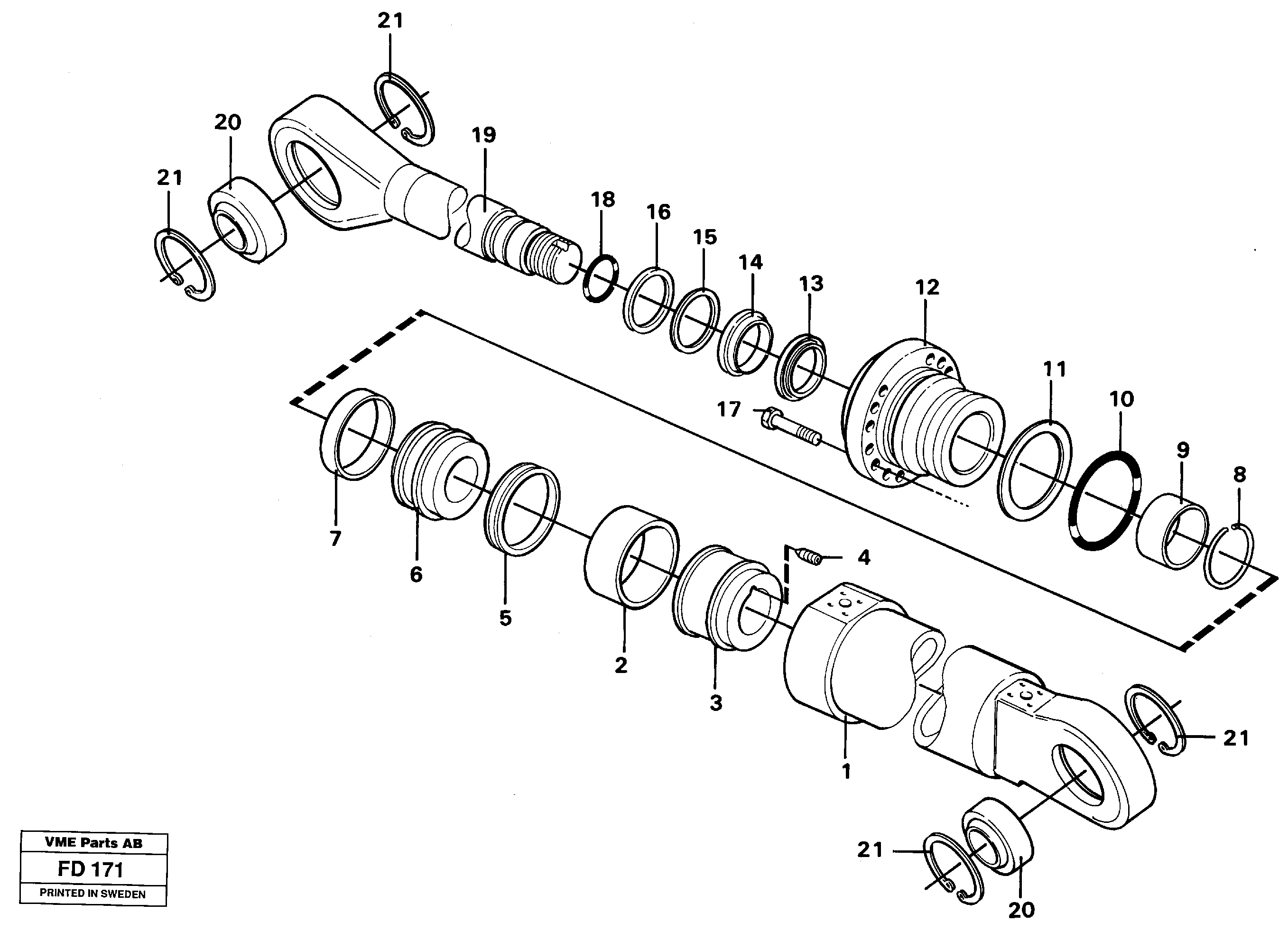 Hydraulic cylinder, adjustable boom — volvo parts diagram