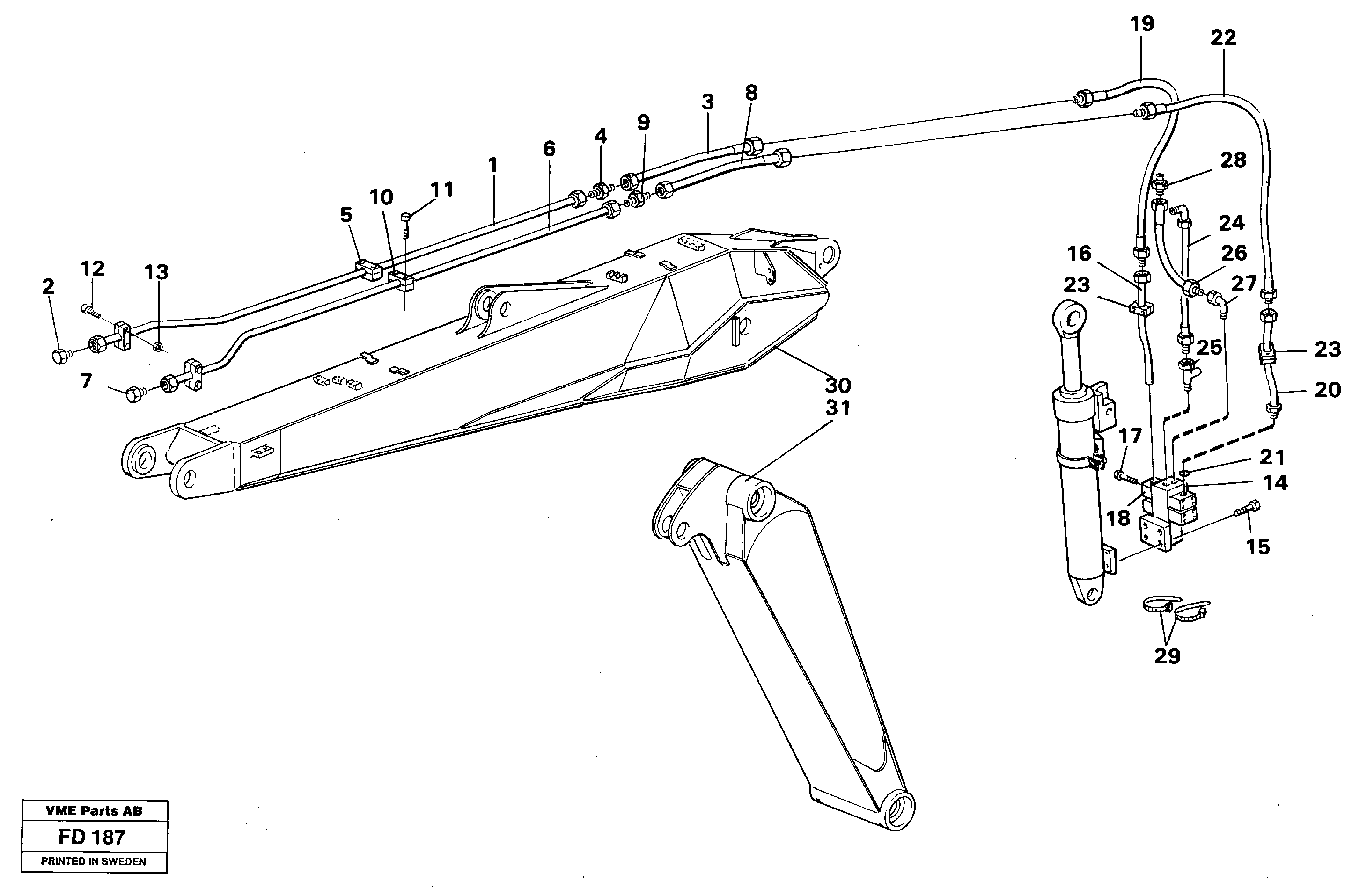 Hydraulic hammer, adjustable boom  14258773 — volvo parts diagram