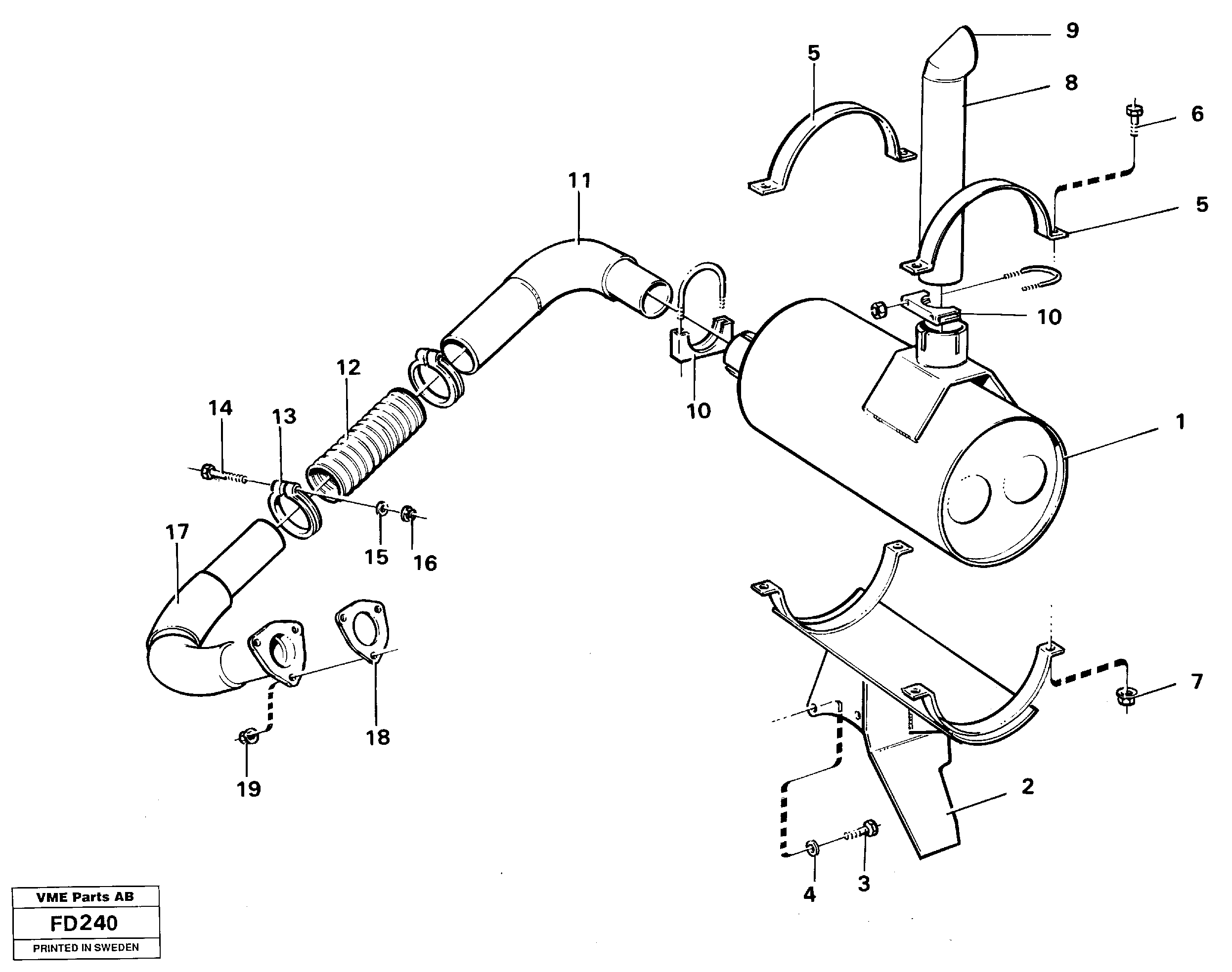 Exhaust system — volvo parts diagram