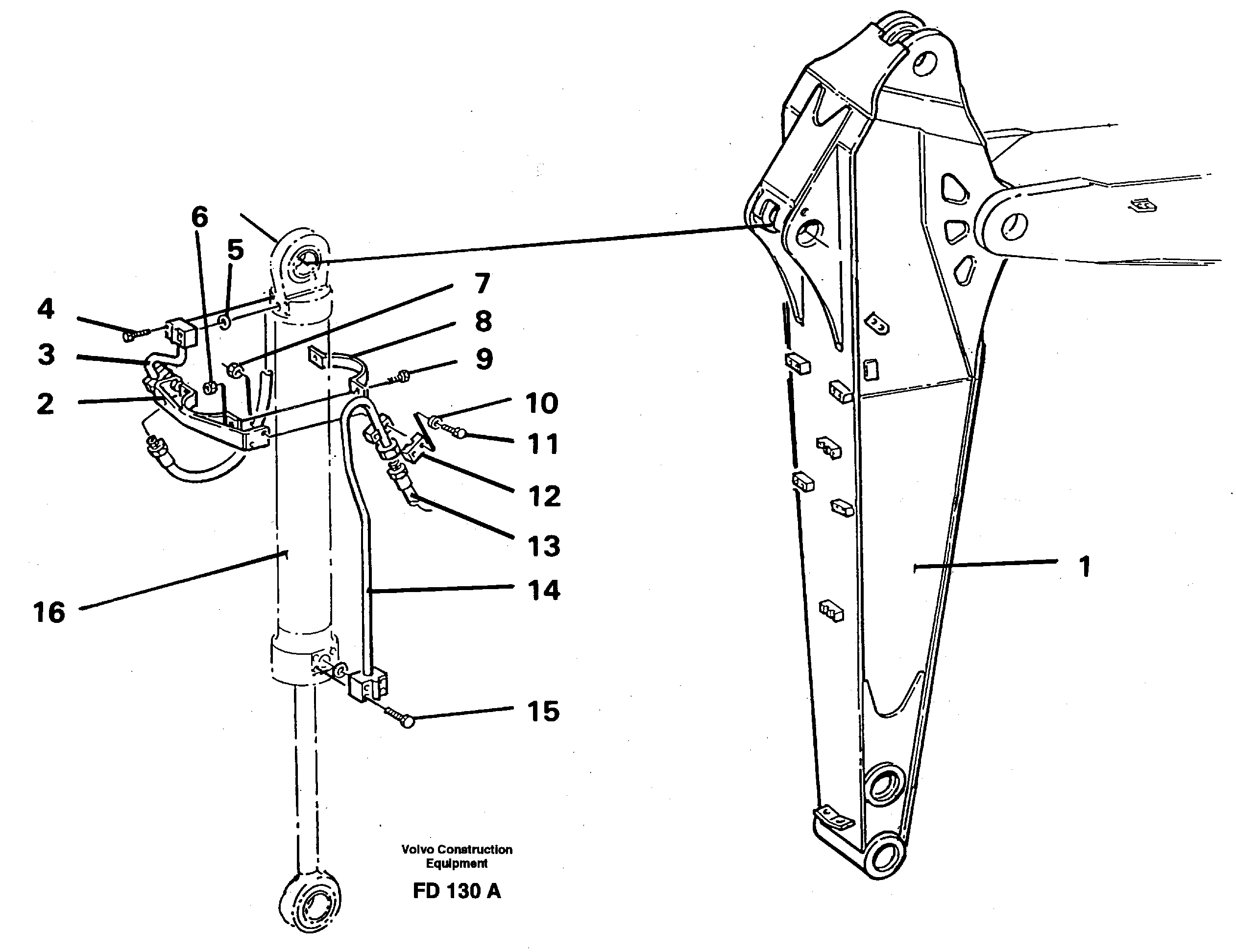 Cylinder hydraulics, dipper arm — volvo parts diagram