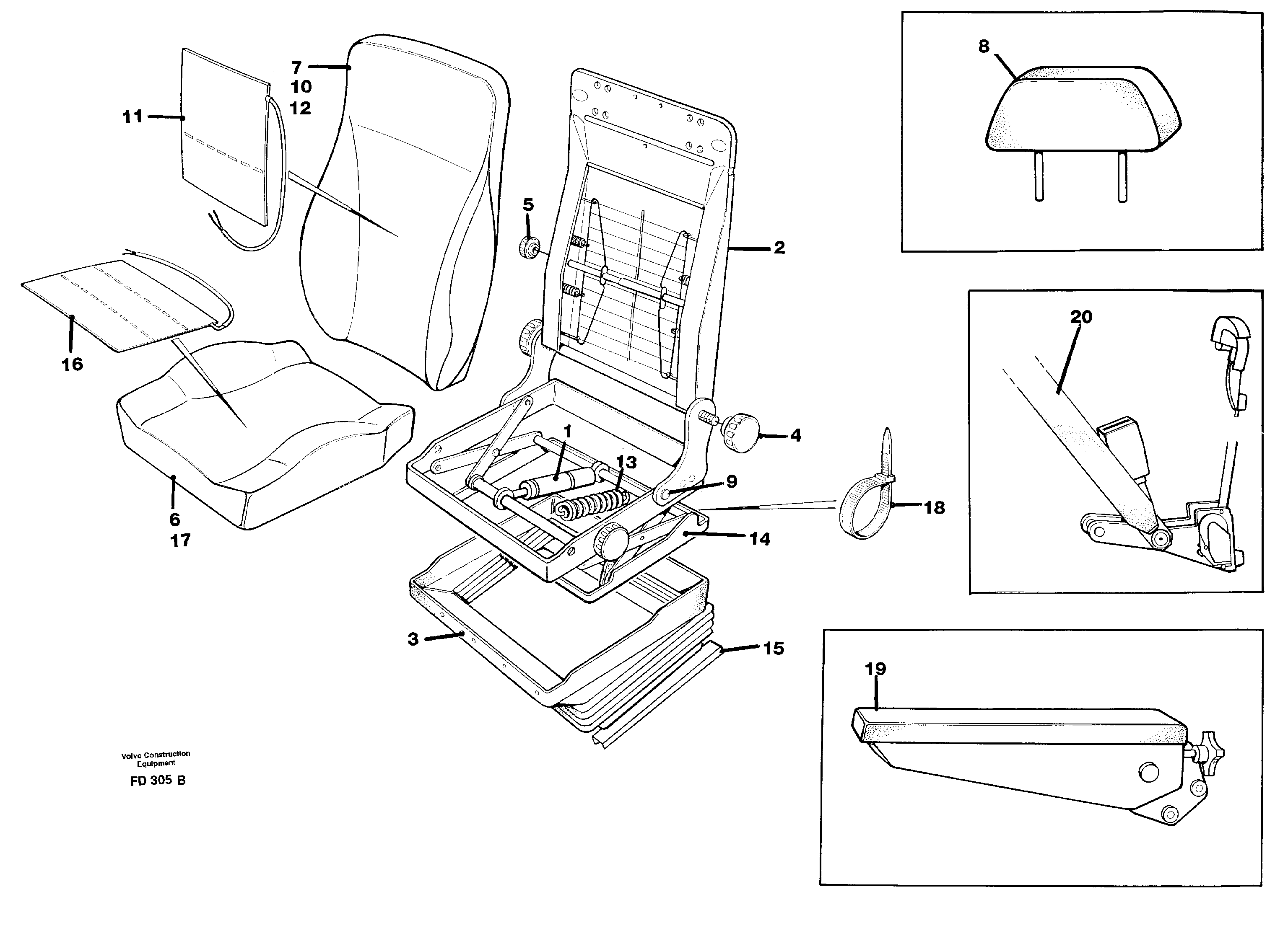 Operator's seat Be-ge  STD SER NO -199,STD SER NO 200- — volvo parts diagram