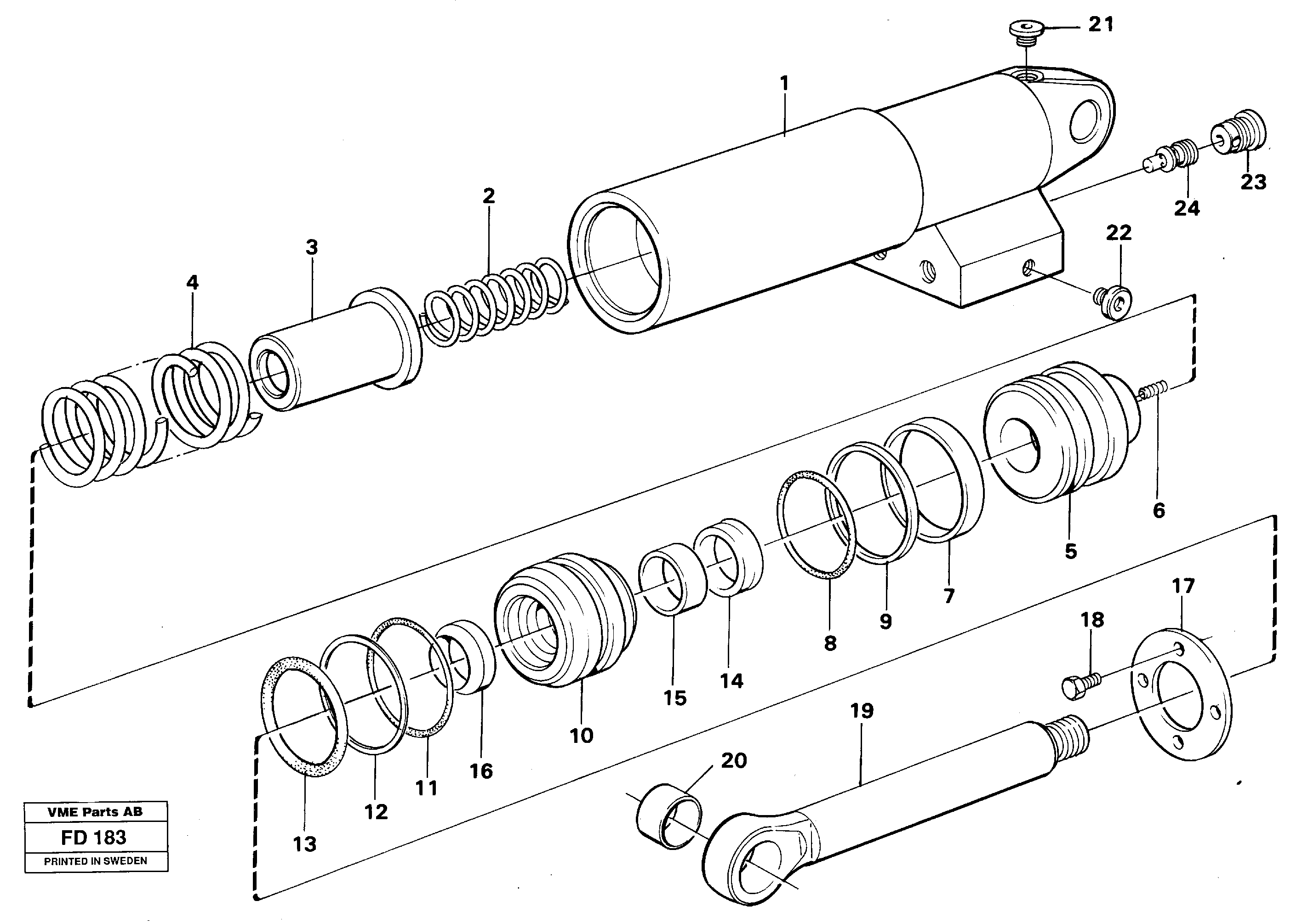 Hydraulic cylinder, quick attachment — volvo parts diagram