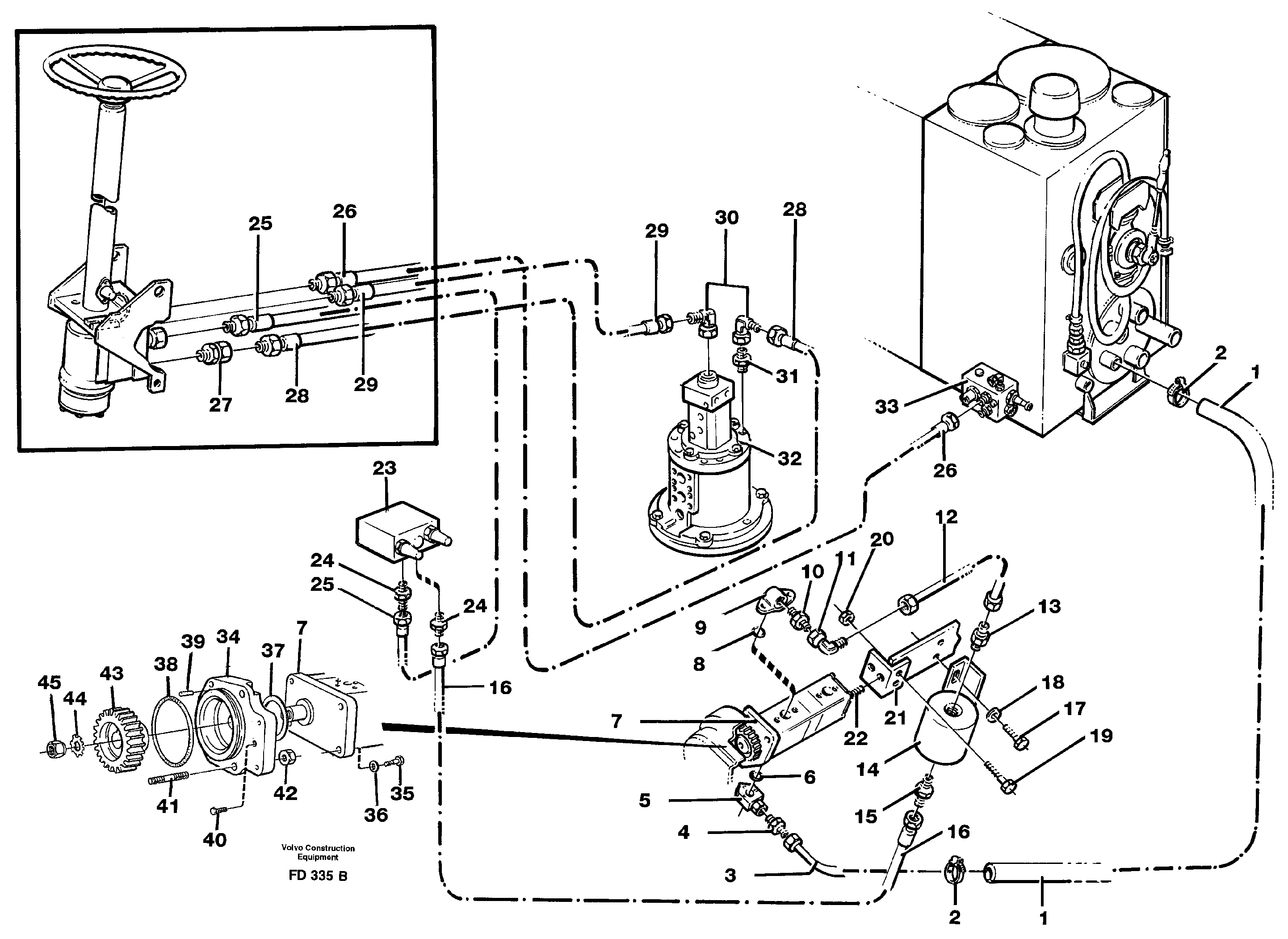 Steering system in superstructure — volvo parts diagram