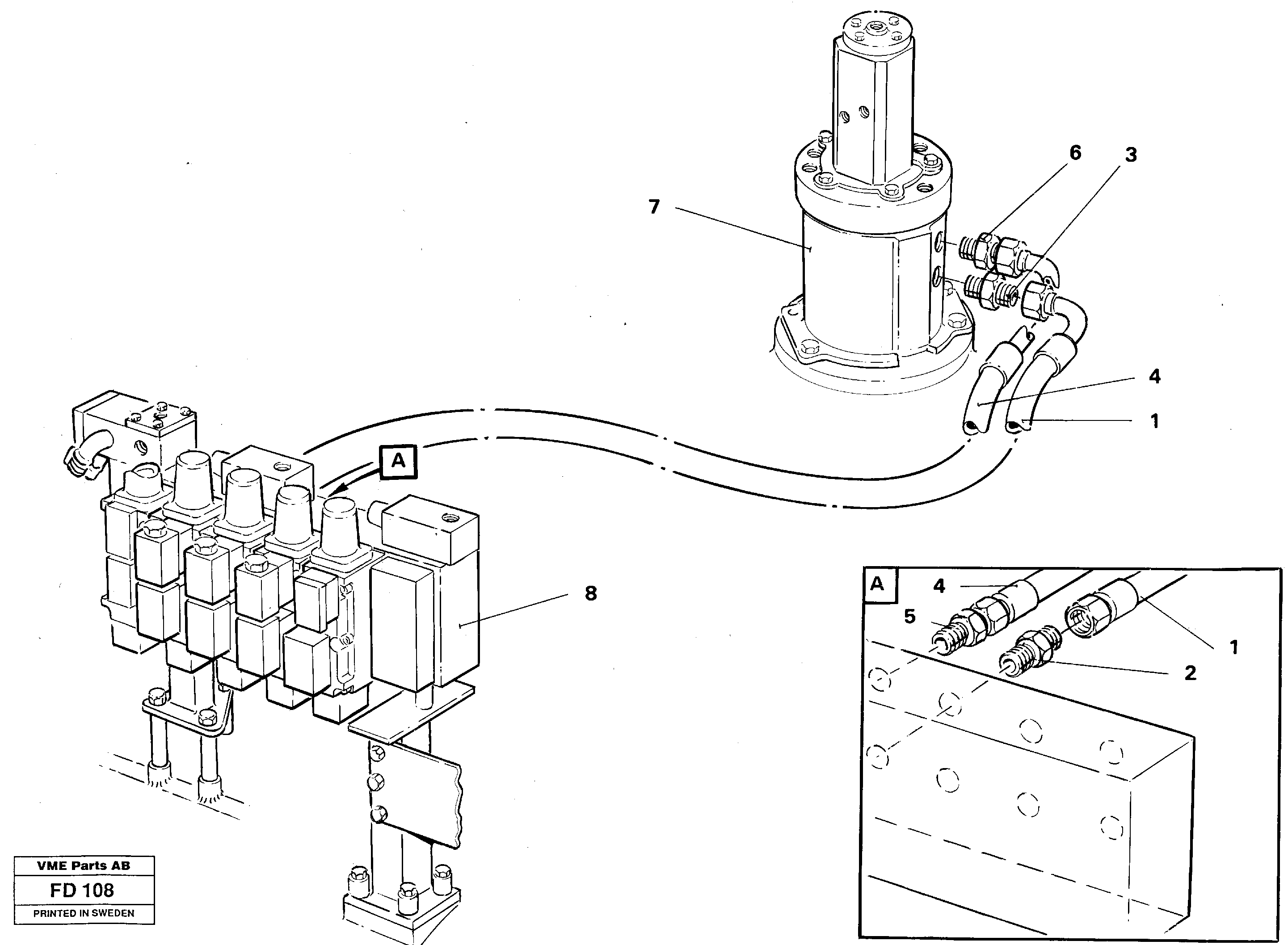 Hydraulic system, transport in uppercarrige — volvo parts diagram