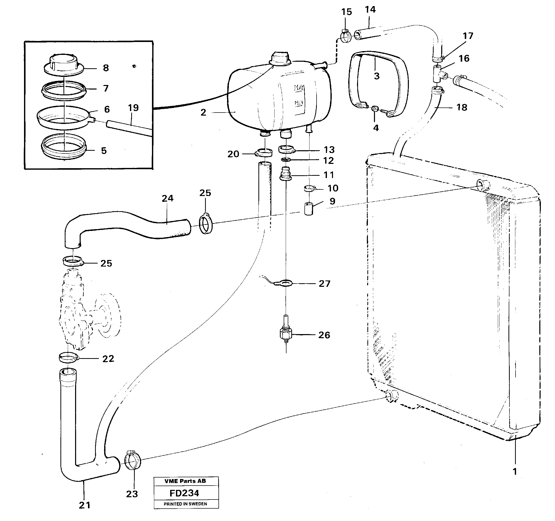 Cooling system — volvo parts diagram