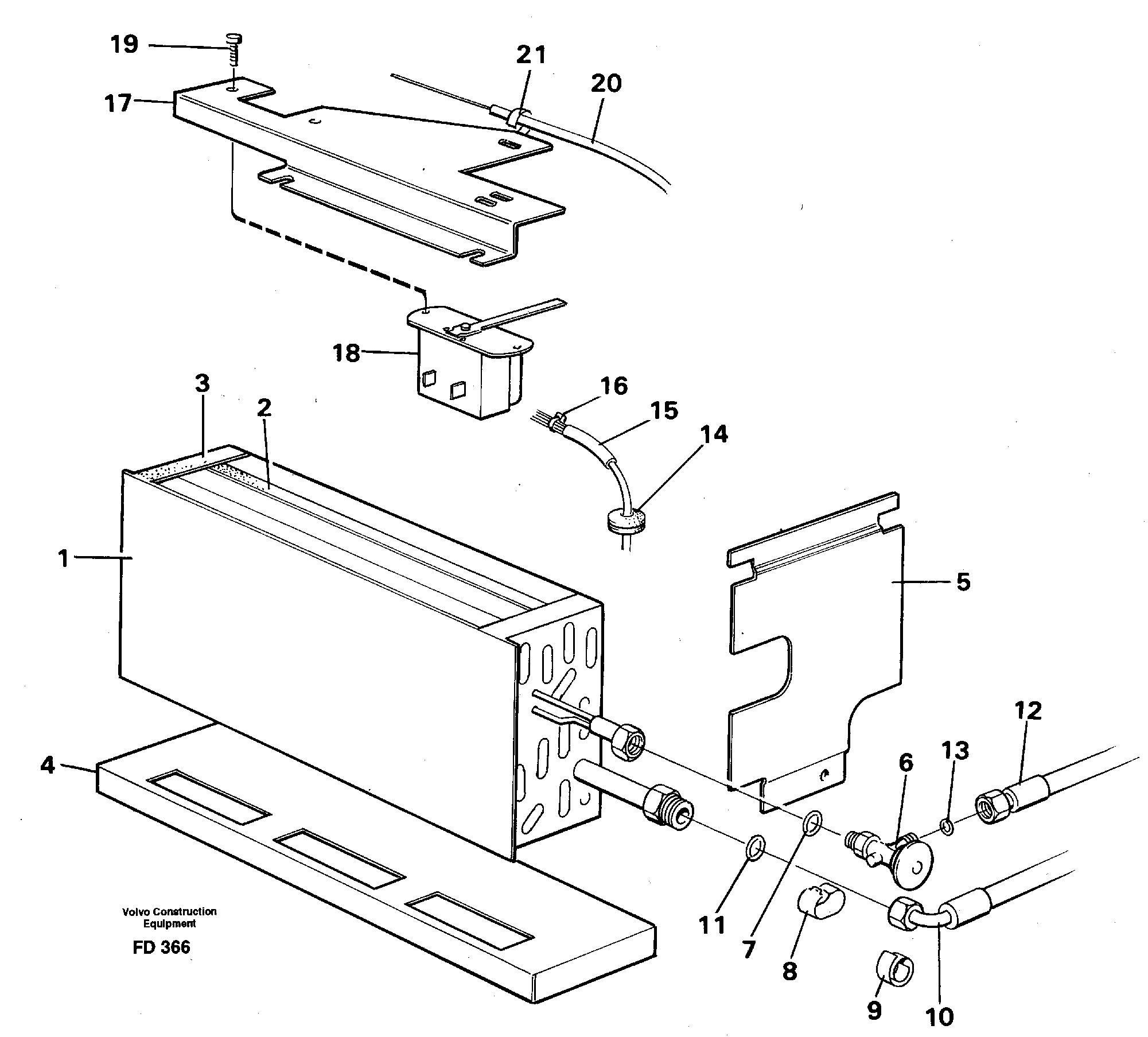 Evaporator with fitting parts cooling agent R12  14259538 SER NO -39 — volvo parts diagram