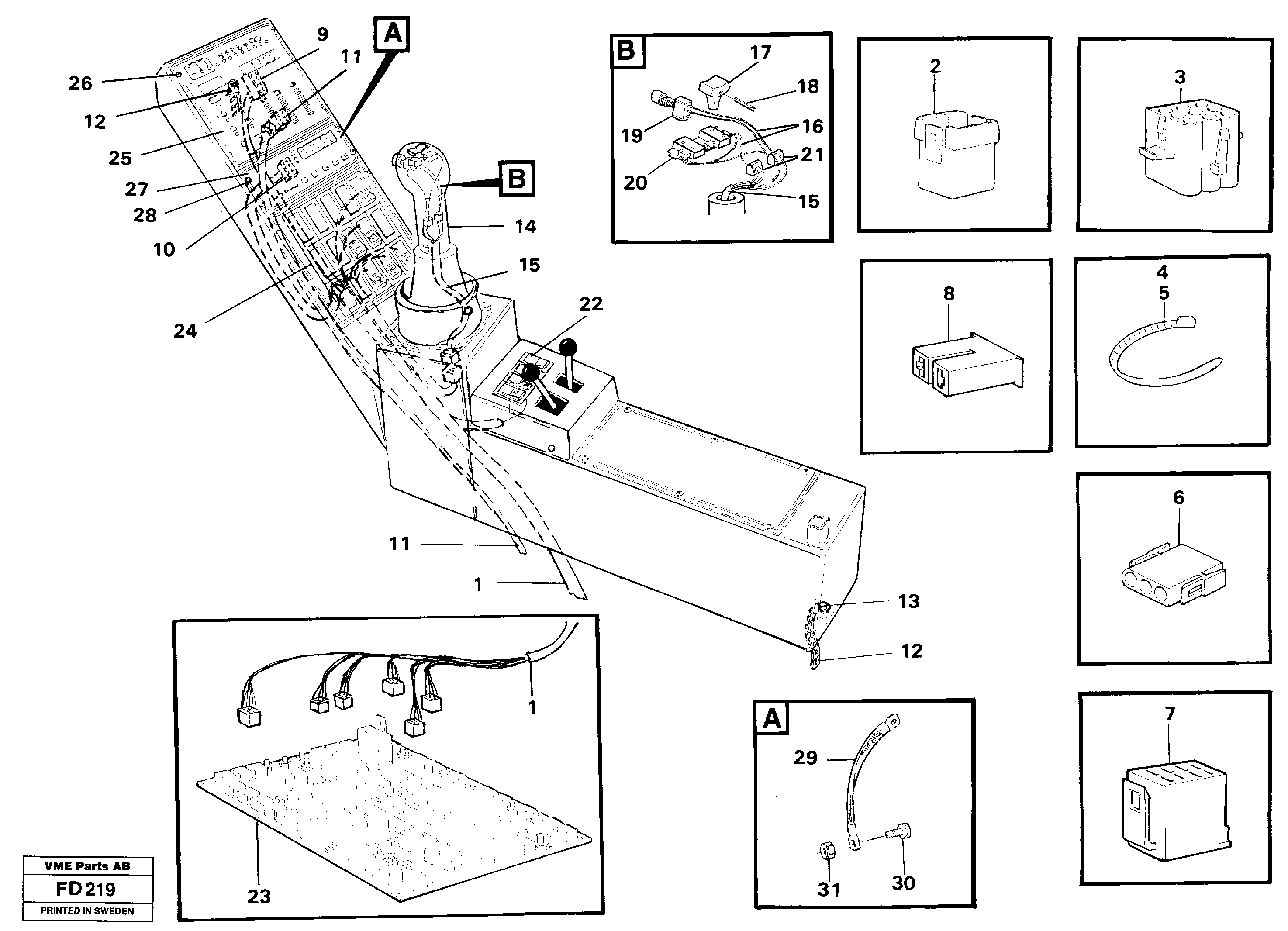 Cable harness, side panel, right — volvo parts diagram