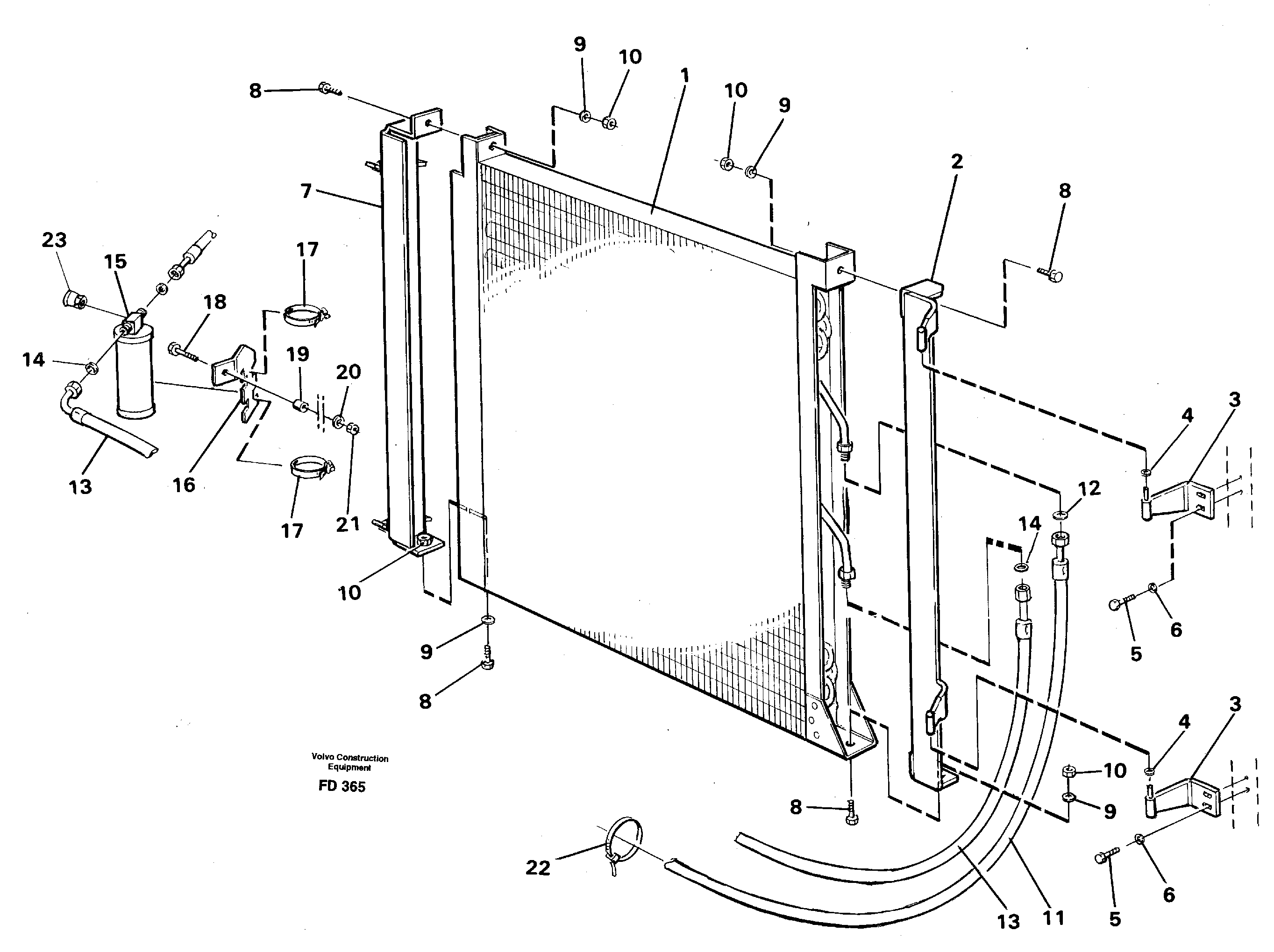 Condensor with fitting parts cooling agent R12  14259538 SER NO -39 — volvo parts diagram