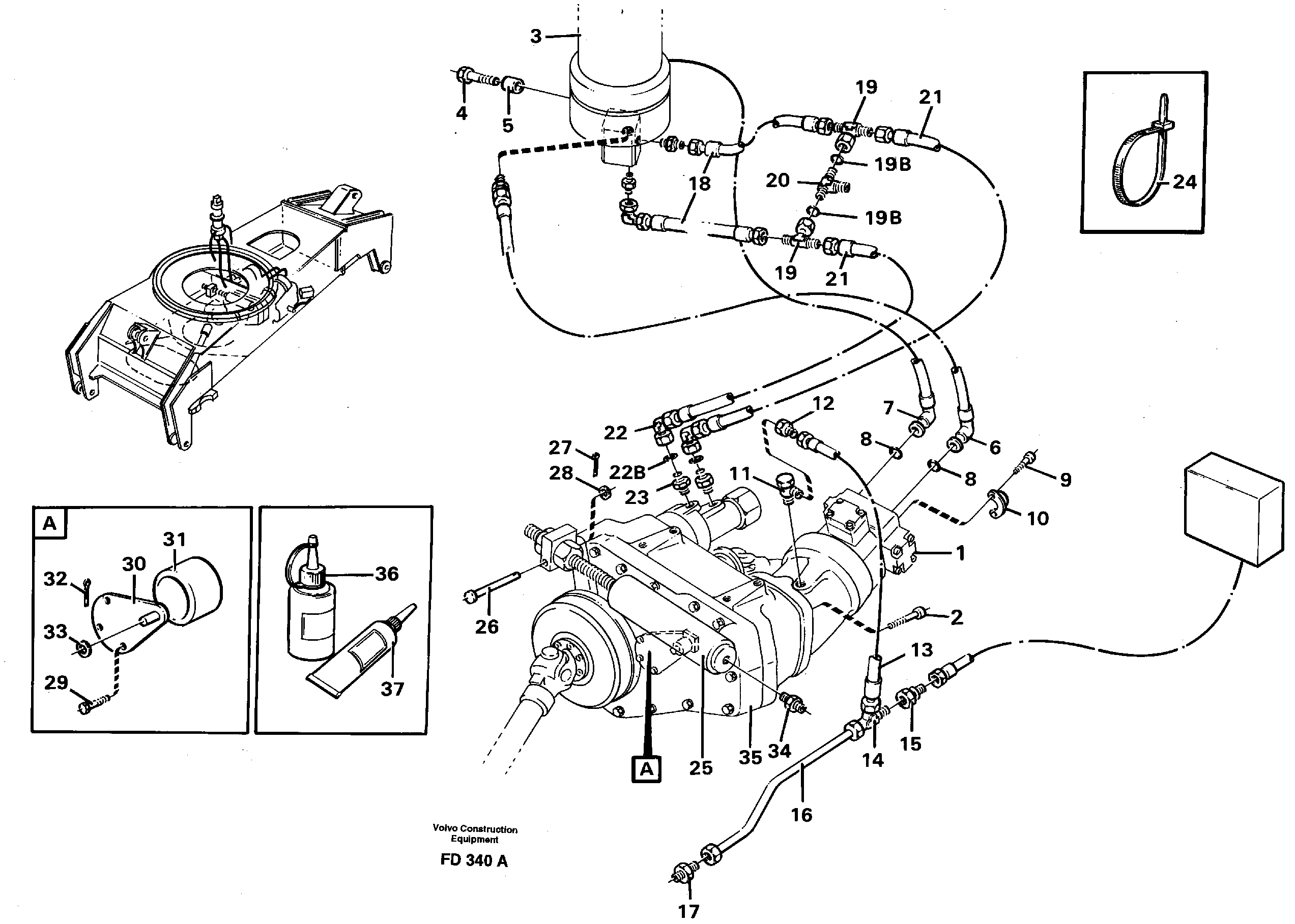 Hydraulic system, transport in undercarrige — volvo parts diagram